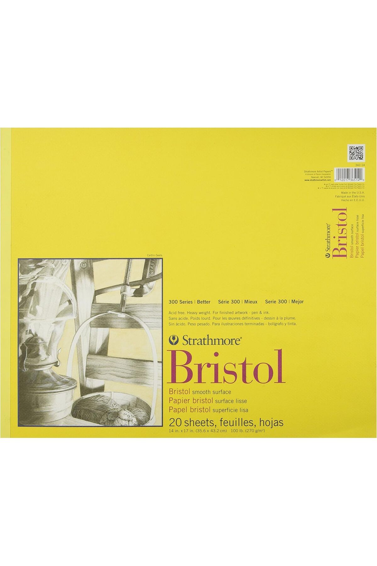 KDROĞLU plamystical 300 Serisi Bristol Kağıt Pedi, Pürüzsüz, Bant Ciltli, 14x17 inç, 20 Yaprak (100 lb