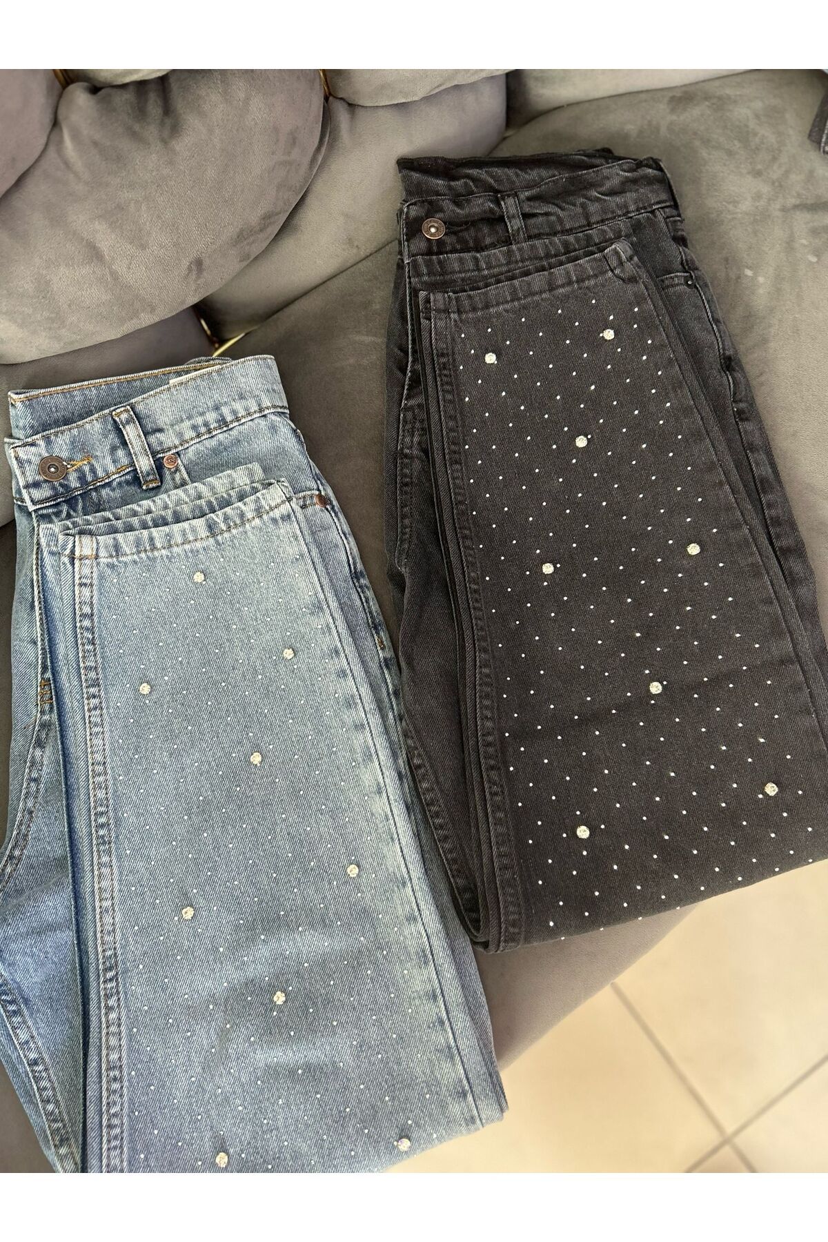 Meralles Taş Detaylı Denim Pantolon t-shirt