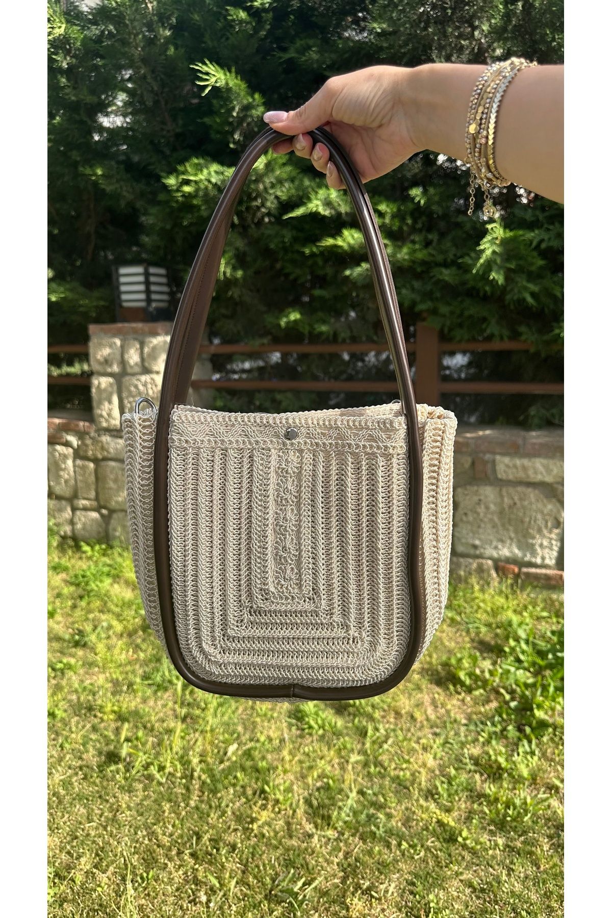 Vina Bag Jerry Handmade Midi Hasır Omuz Çantası
