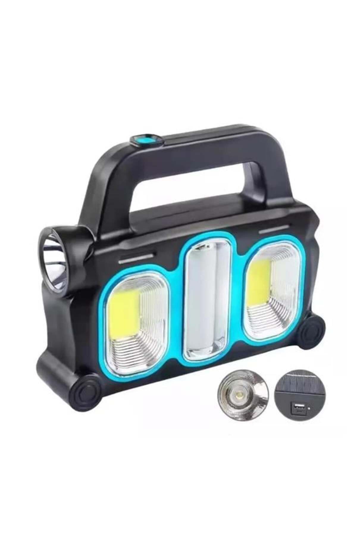 robotrend Powermaster Hb-6168 Cob Led'Li Solarlı 3 Kademeli Usb Powerbank'Li Şarjlı Işıldak Fener