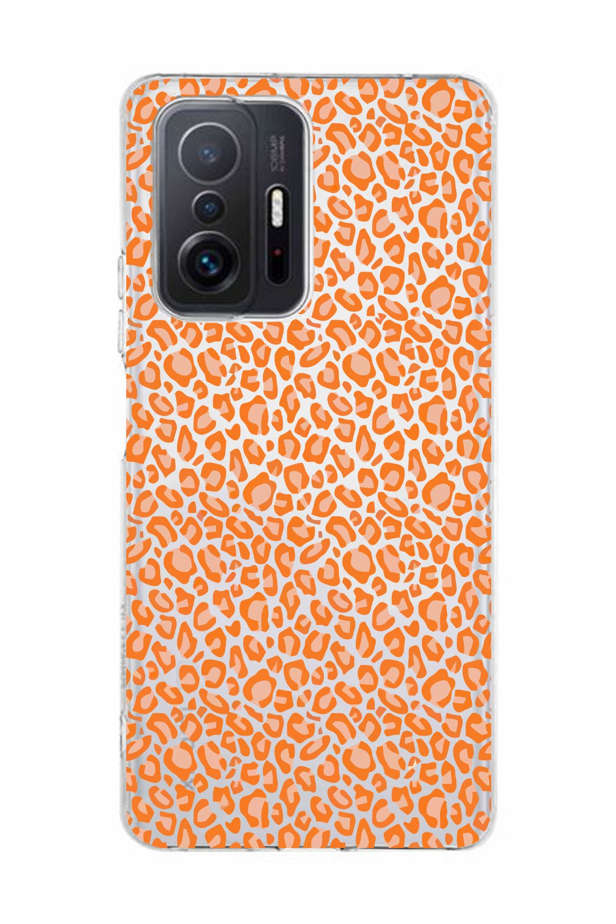 moonset Xiaomi Mi 11T / Mi 11T Pro Uyumlu Turuncu Leopar Tasarımlı Baskılı Şeffaf Telefon Kılıfı