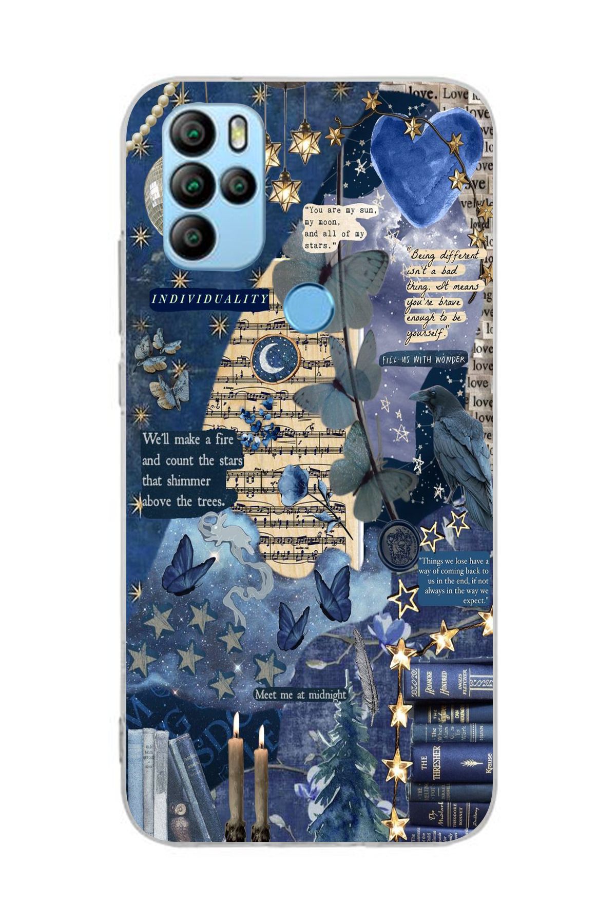 moonset General Mobile GM 21 Pro Uyumlu Kolaj Tasarımlı Baskılı Şeffaf Telefon Kılıfı