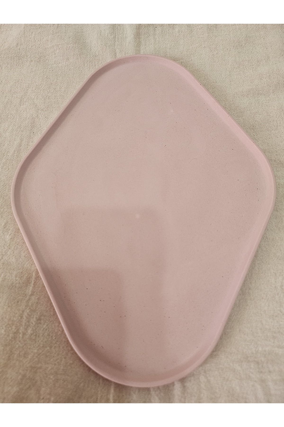 Decolyra Taş Tozu El Yapımı Nişanlık Sunumluk ve Mumluk Oval Dörtgen Tepsi Dekoratif Tasarım (30x23 cm) DEC