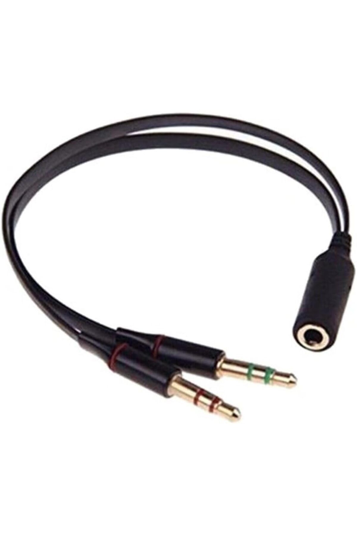 DERİK KADROĞLU (1214) Aux To 2 Aux Kablo 3.5 Mm Jack Girişini Çeviren Kablo Mikrofon Ve Kulaklık Çevi