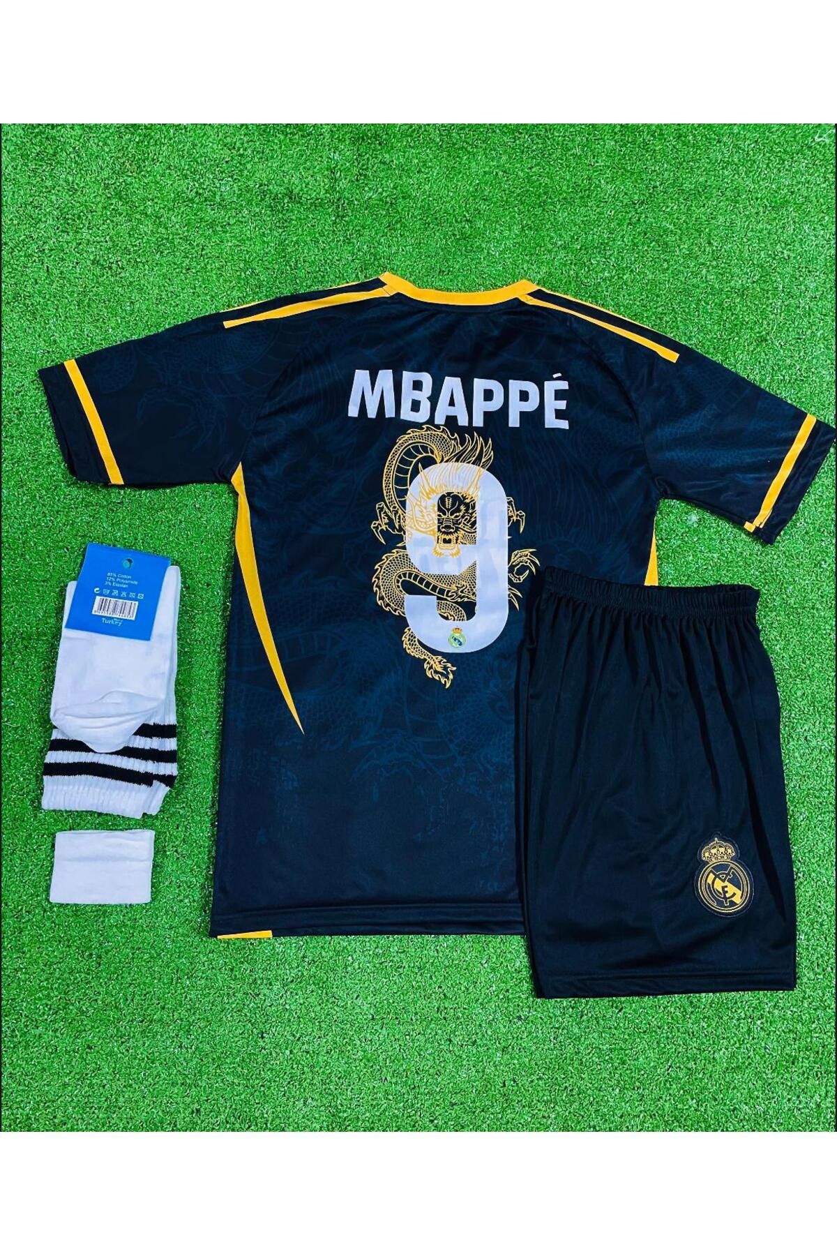 FRAGOLA R.e.a.l M.a.d.r.i.d 2024/25 Yeni Sezon Kylian Mbappe Konsept Çocuk Forması 4'lü Set (BLACK-GOLD)