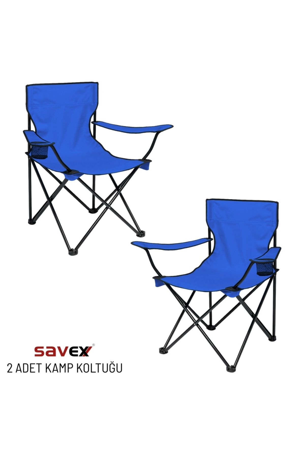 AtikCamp 2 Adet Katlanır Kamp Sandalyesi - Piknik Plaj Sandalyesi - (DY.001) - Mavi - Taşıma Çantalı