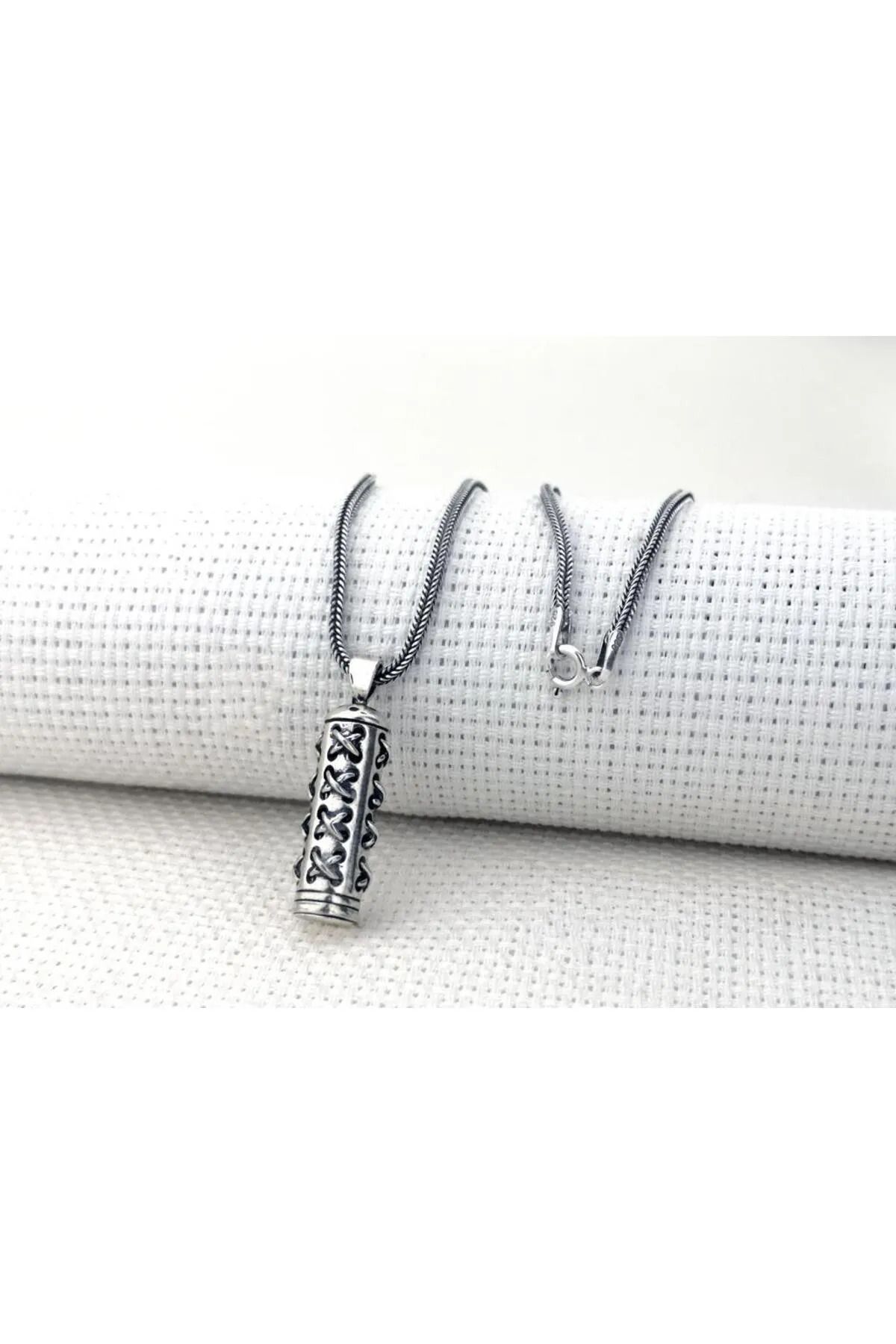 MODA925 925 Ayar Gümüş Cevşeni Kebir Dualı Düğüm Motifli Cevşen Kolye