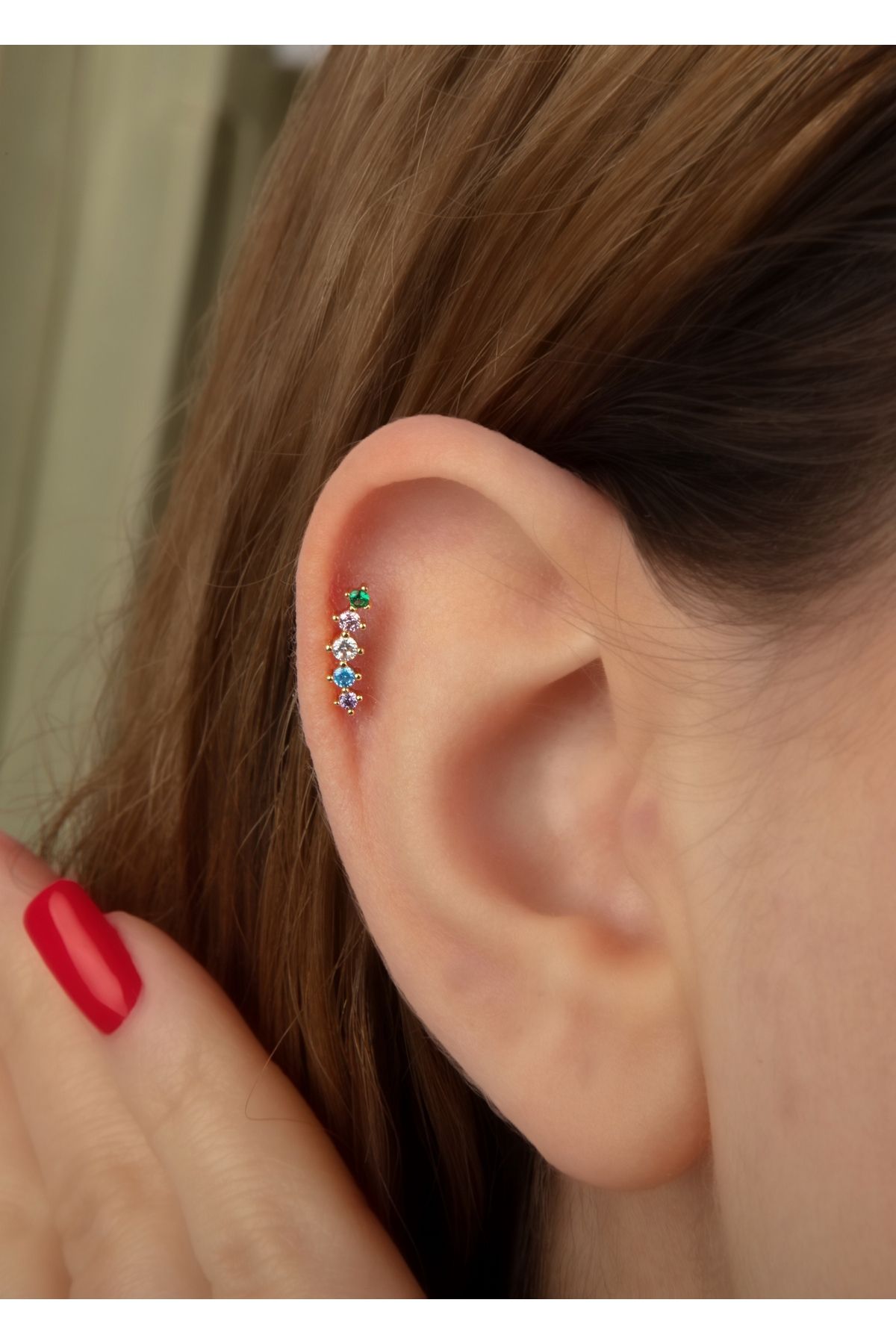 Home Sihra Accessories arkası düz Çelik altın renk çok renkli tragus piercing helix tragus kıkırdak lob