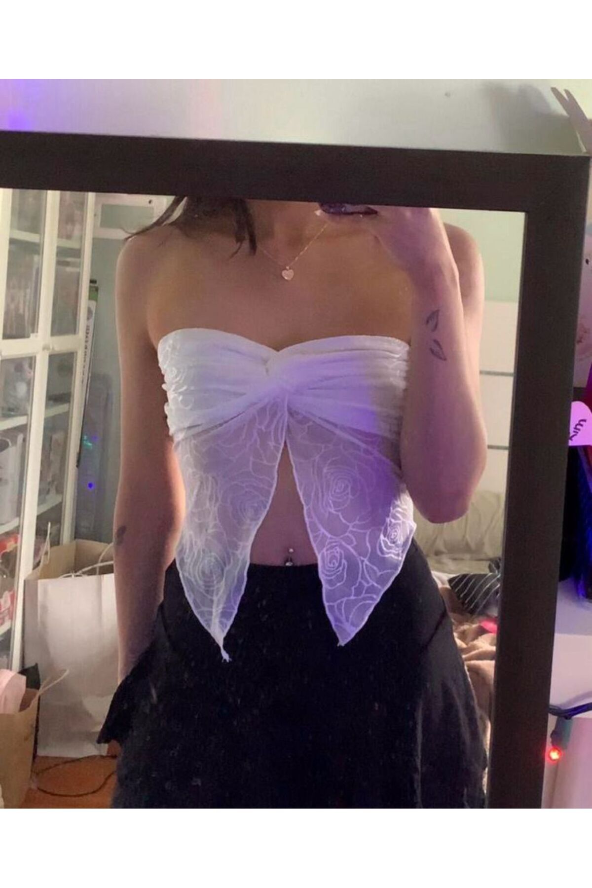 Almis collection Beyaz Kelebek Crop