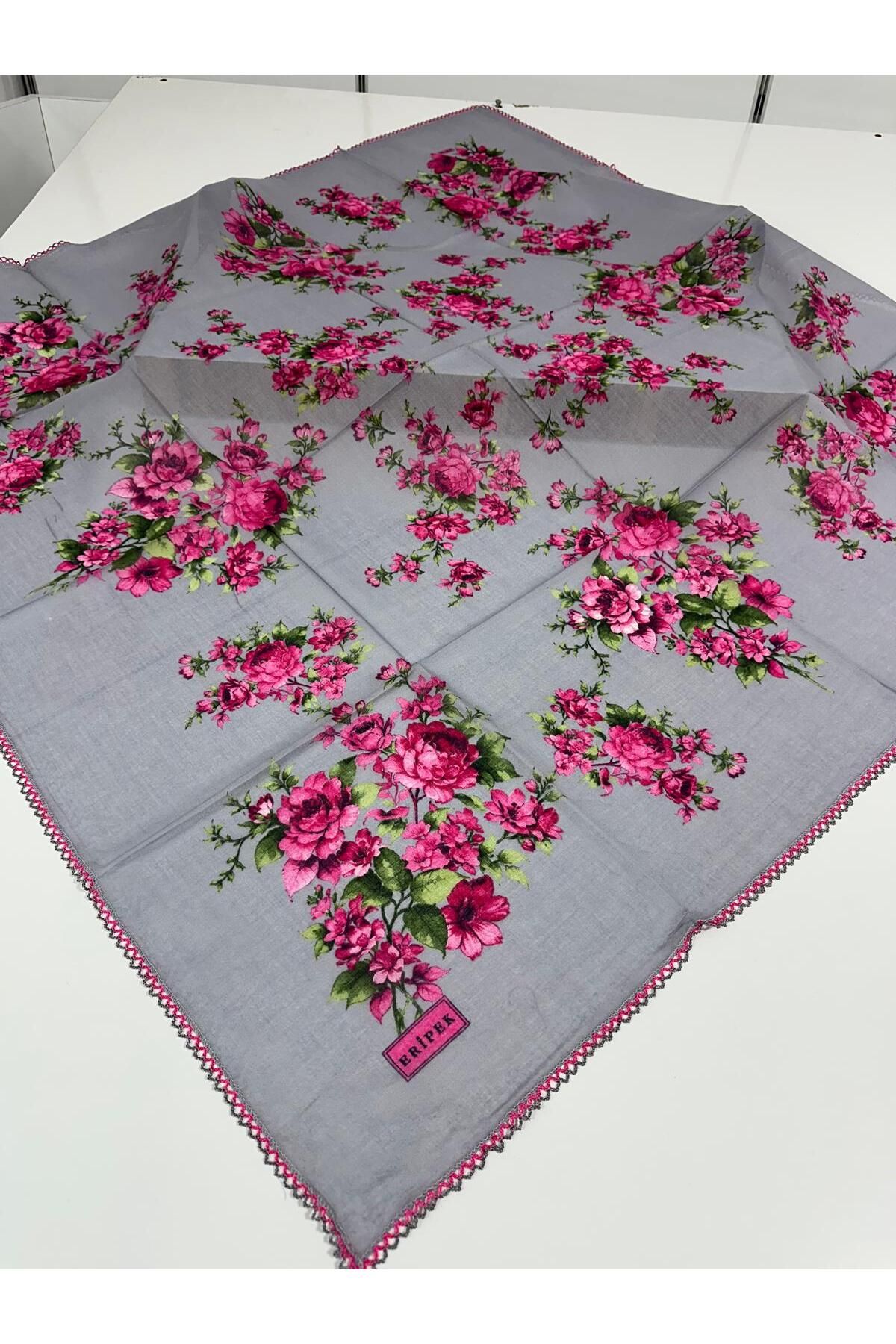 Eripek Oyalı Pamuk Tülbent- 05098 95 X 95 Gri 26