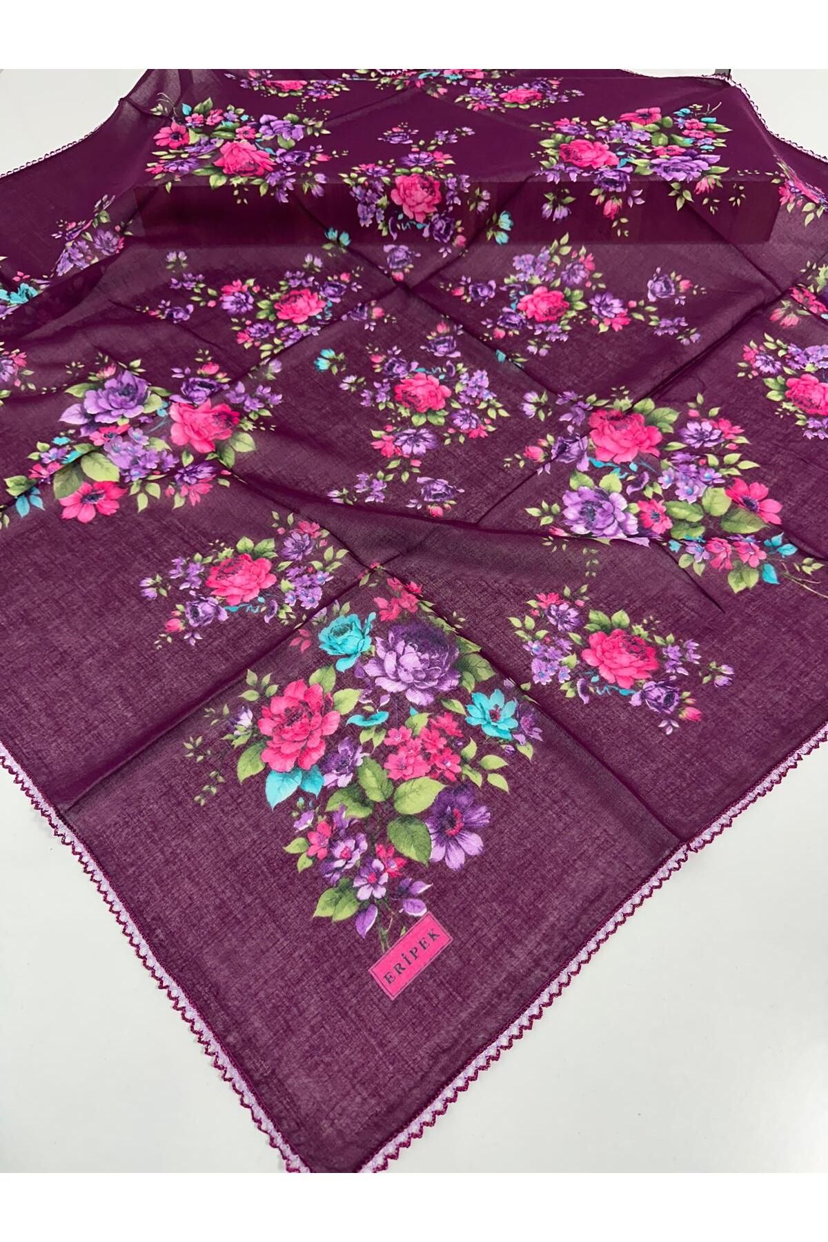 Eripek Oyalı Pamuk Tülbent- 05097 95 X 95 Bordo 19