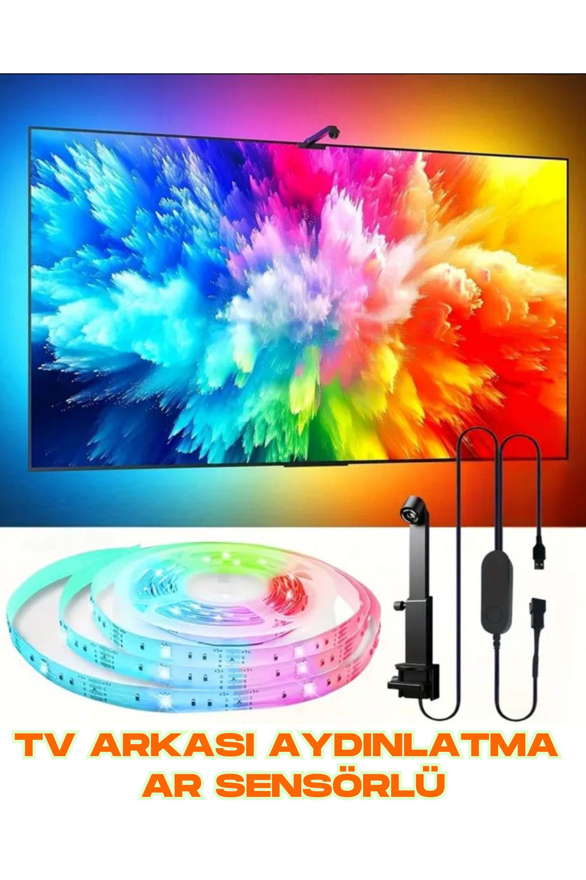 Antin Kuntin AR Sensörlü Akıllı Tv Arkası Aydınlatma Led Şerit Ambiyans Uygulama Gerektirmez Tak Çalıştır