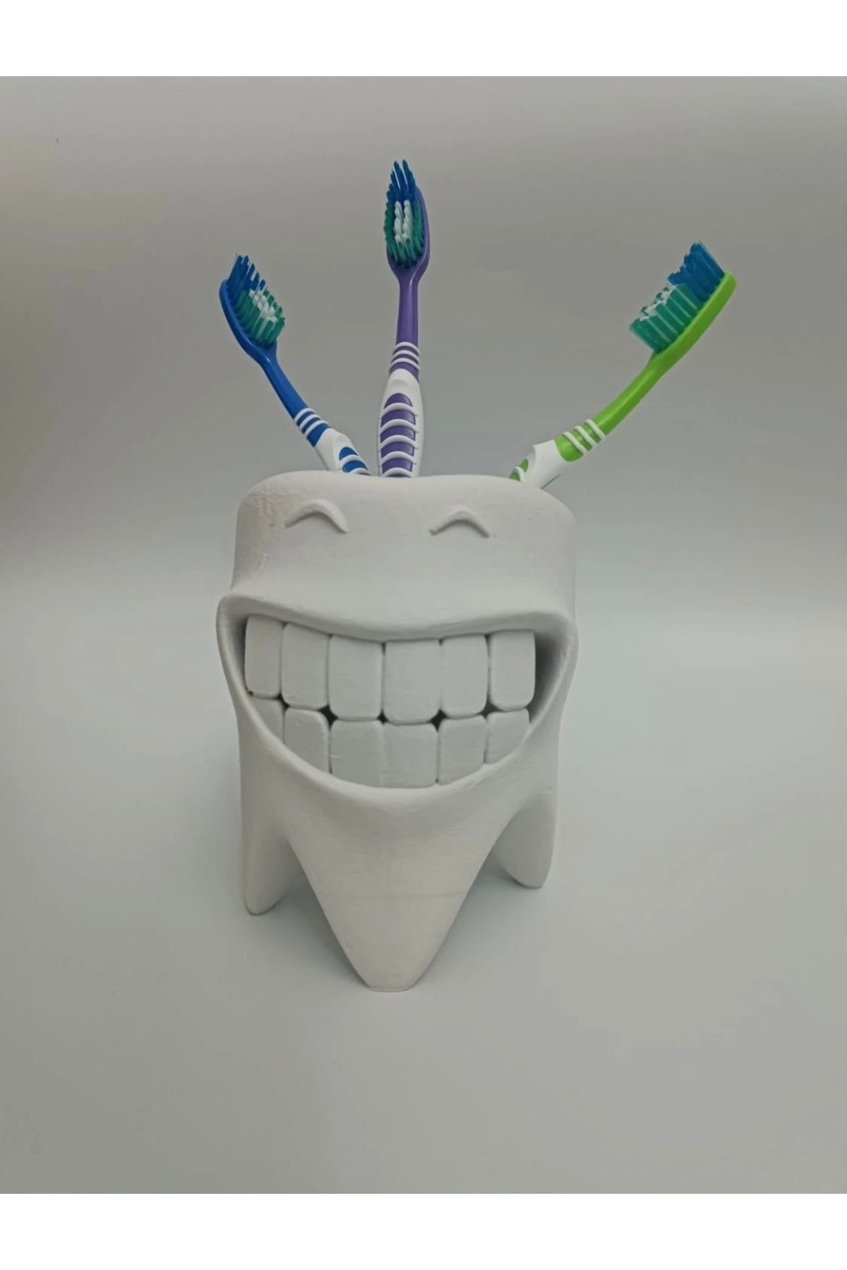 newoodesign Neşeli Diş 3D Baskı Diş Fırçalık | Çocuklar İçin Eğlenceli Banyo Organizeri