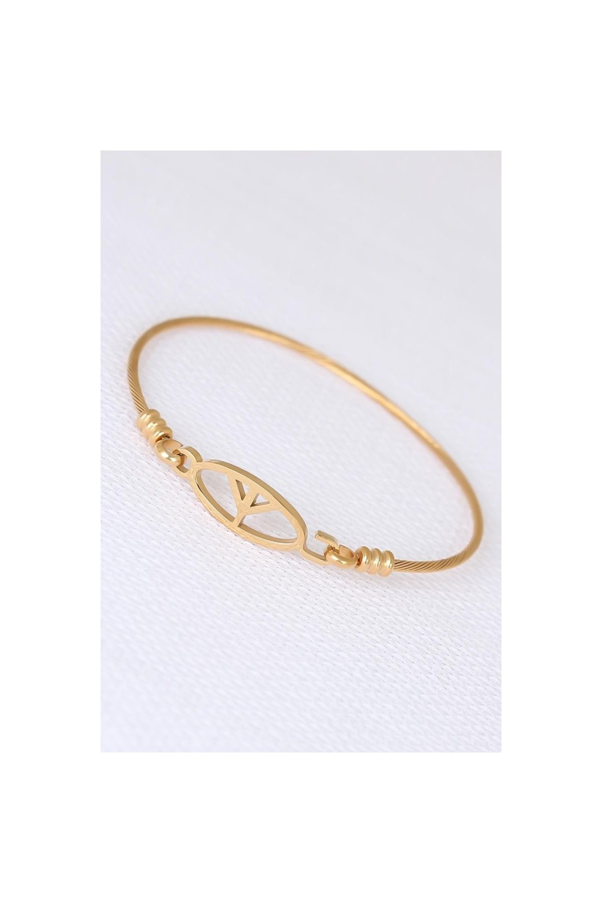 Findit Gold Metal Çelik Figürlü Erkek Kelepçe Bileklik
