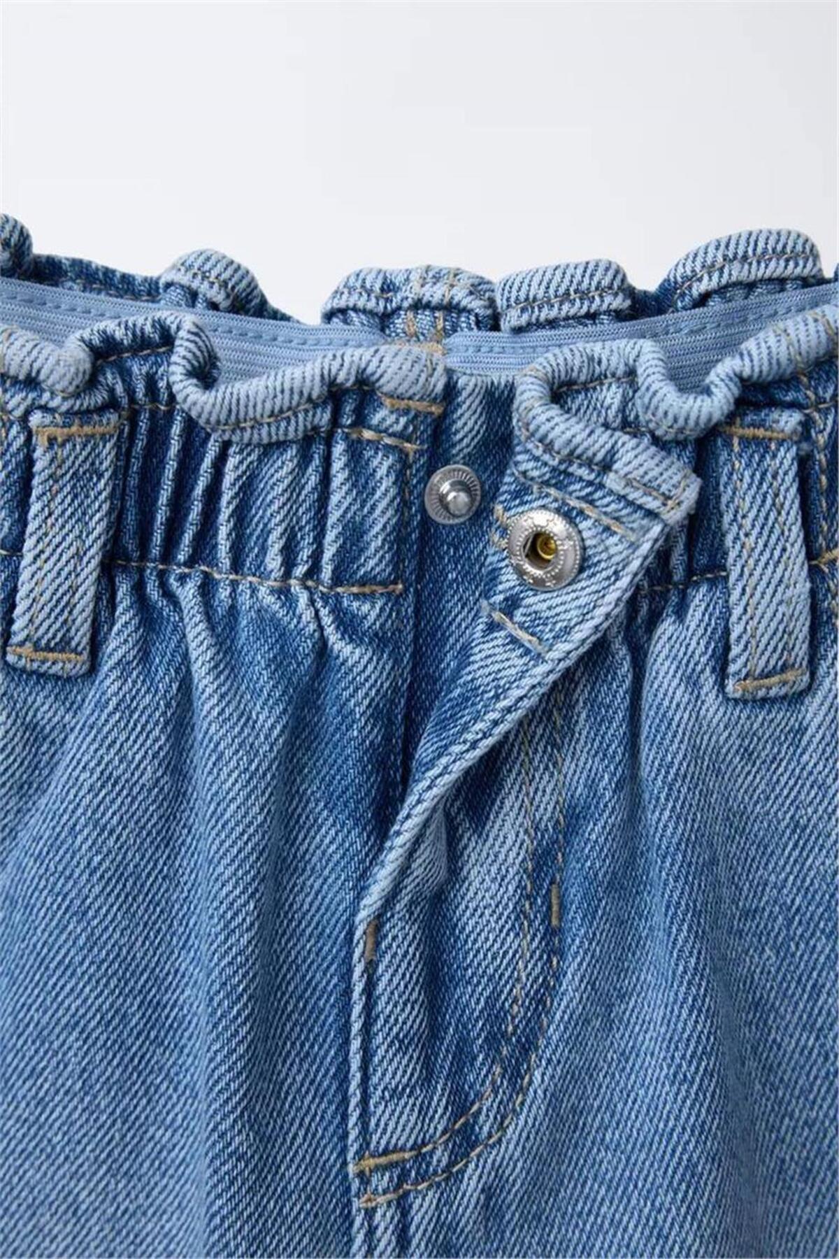 Motebarn Wear-Girl's Heart Pocket Denim Jeans Trousers Blue 4