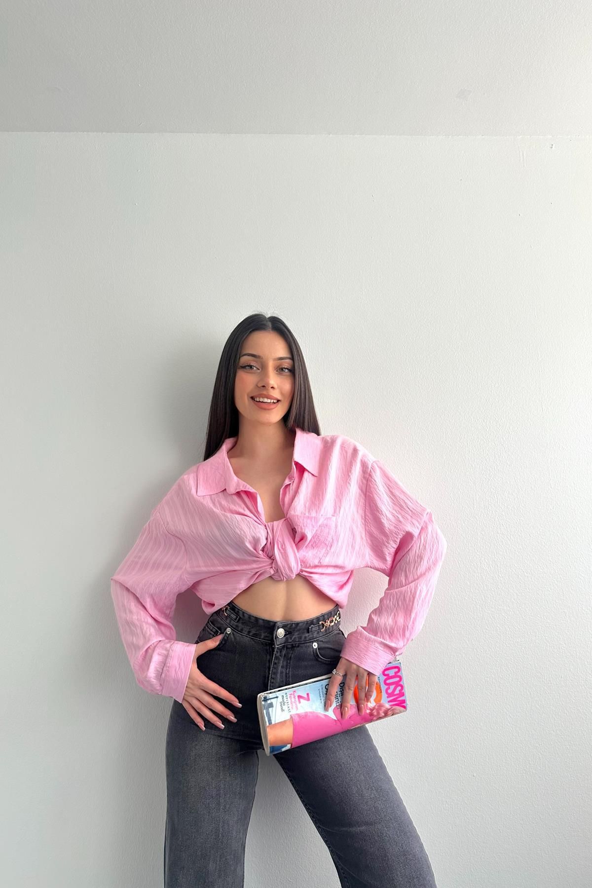 comoller Krinkıl Gömlek Pembe