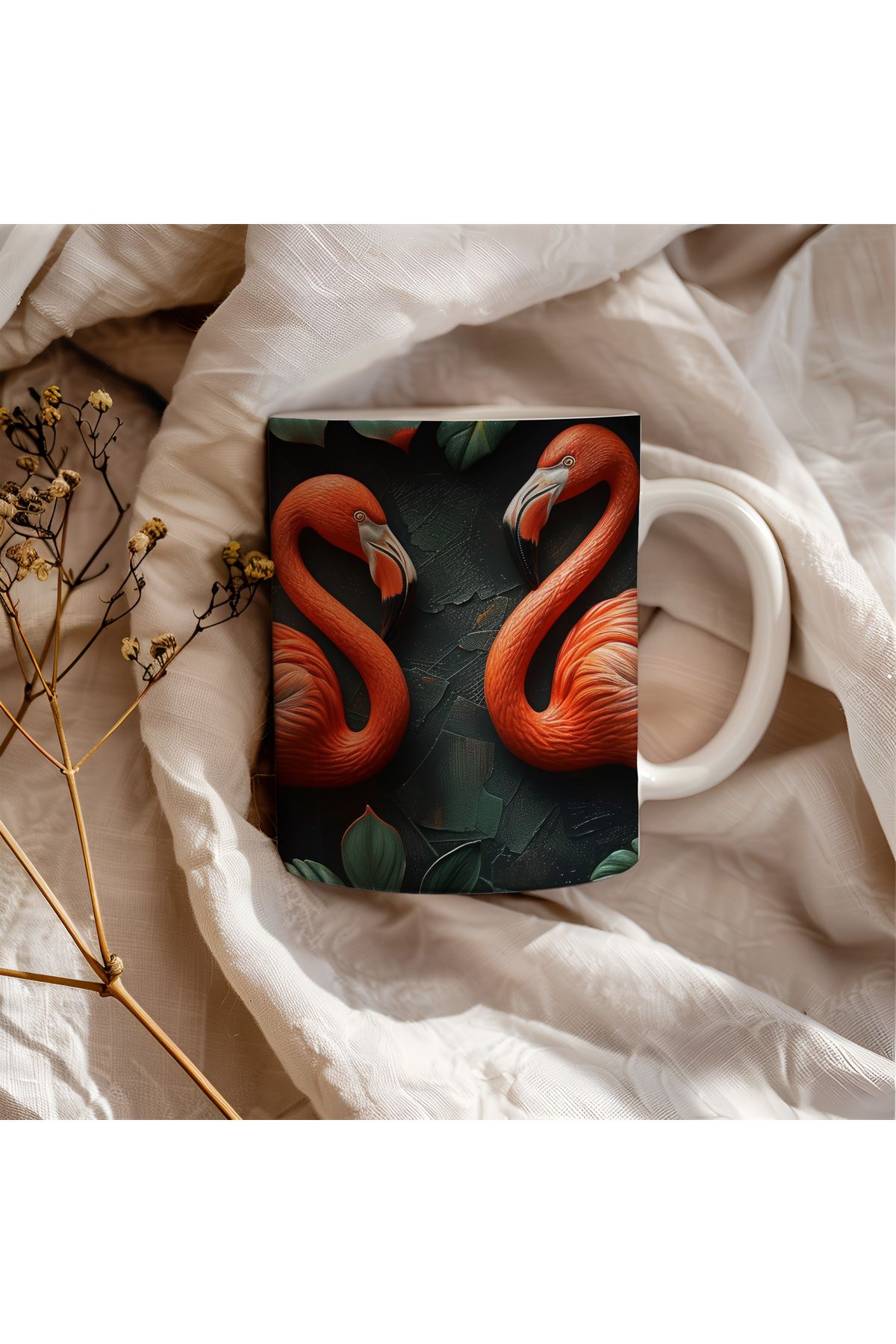 waspandhornet Flamingo Desenli Seramik Kupa