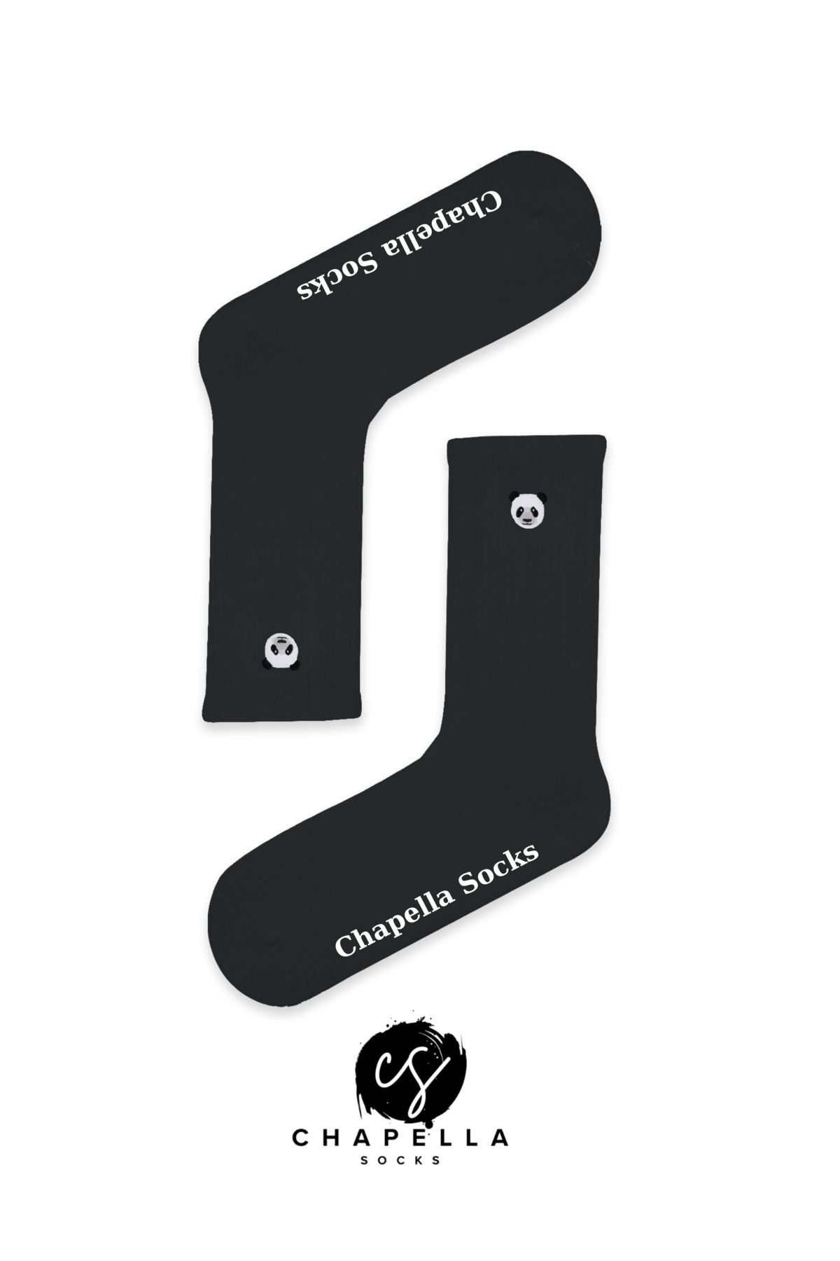 ChapellaSocks Panda Nakışlı Unisex Uzun Tenis Çorap- %100 Pamuk ve Rahat!