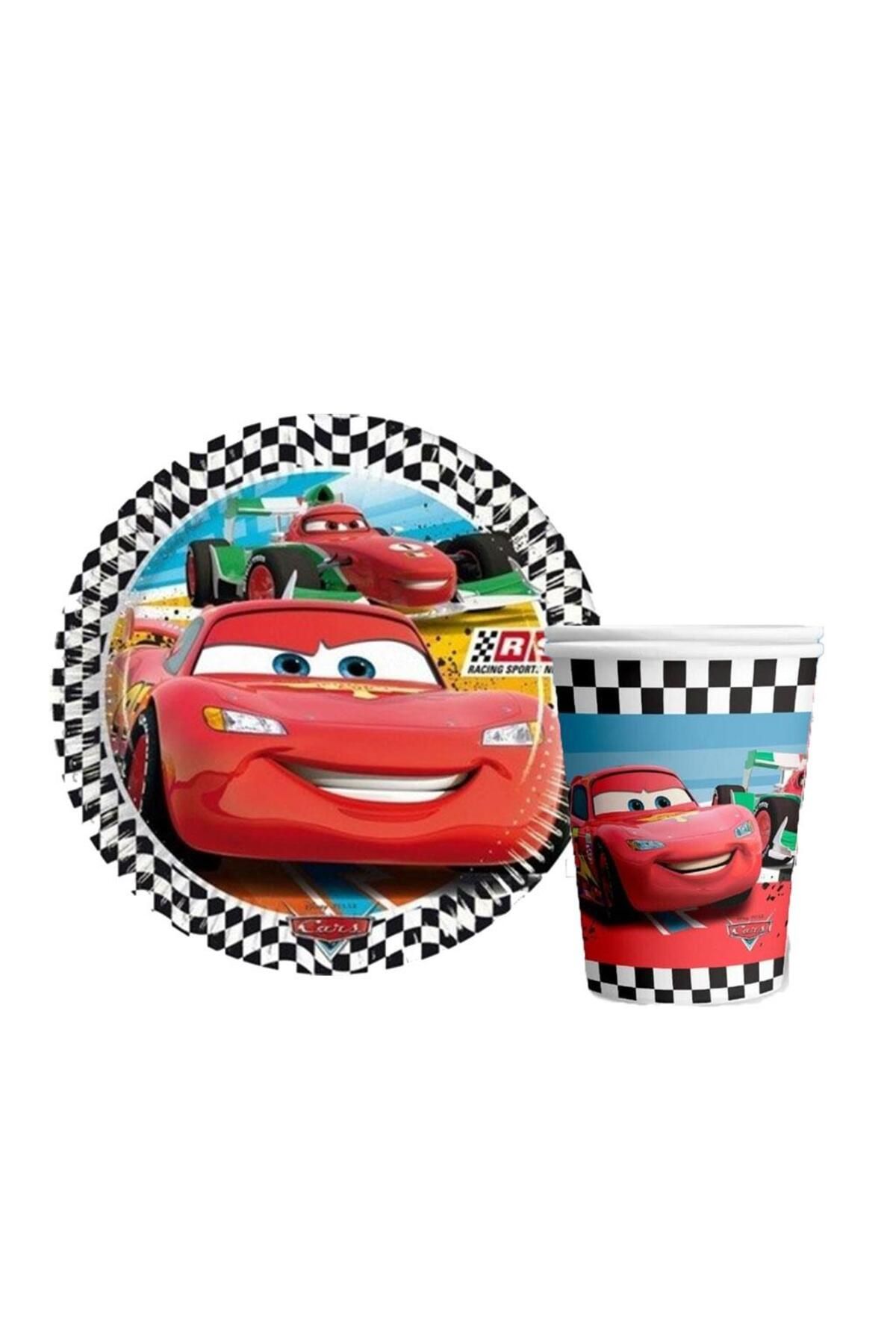 ZENVİVA ARABALAR CARS (ŞİMŞEK MCQUEEN) TEMALI KARTON TABAK VE BARDAK SETİ 8+8 ADET
