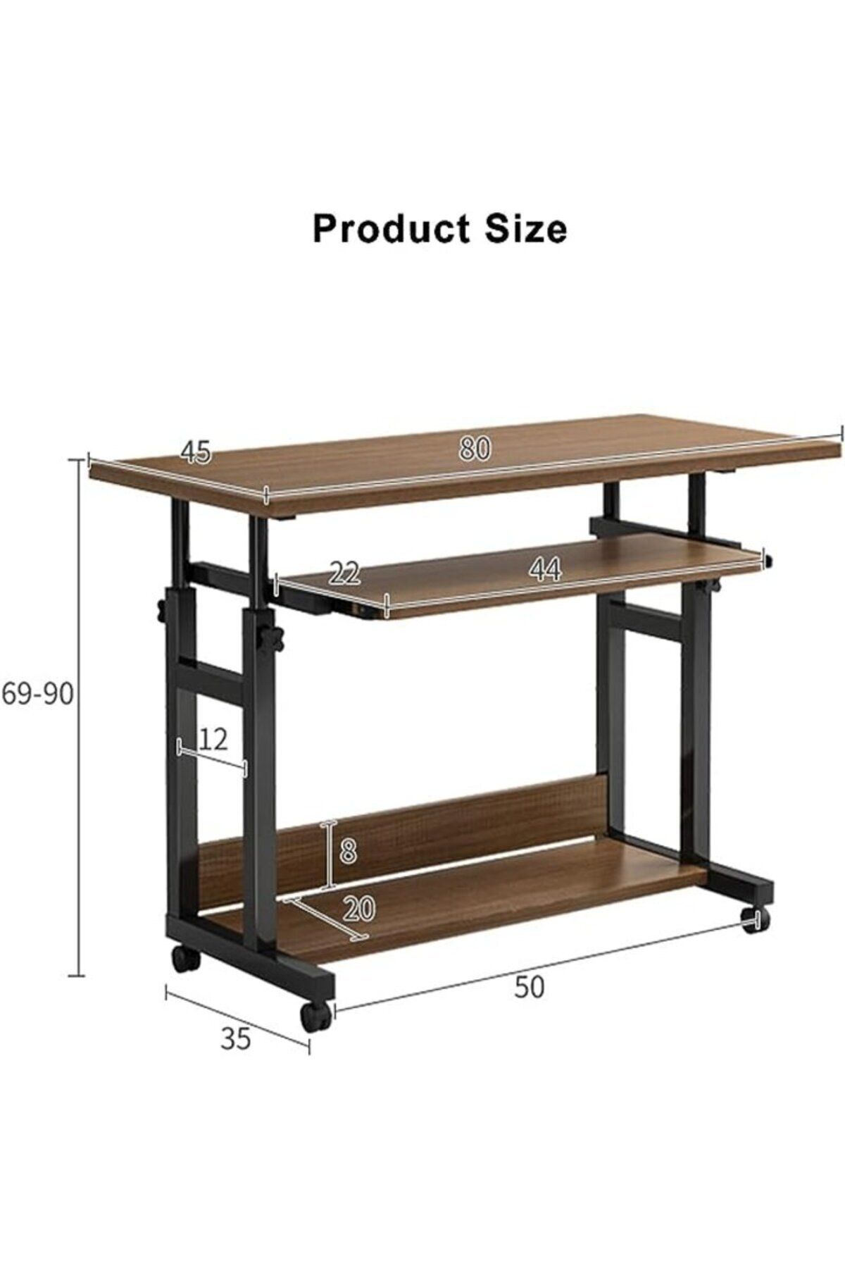 1st-Movable Adjustable Desktop Computer Table - 80x45cm - Brown 3