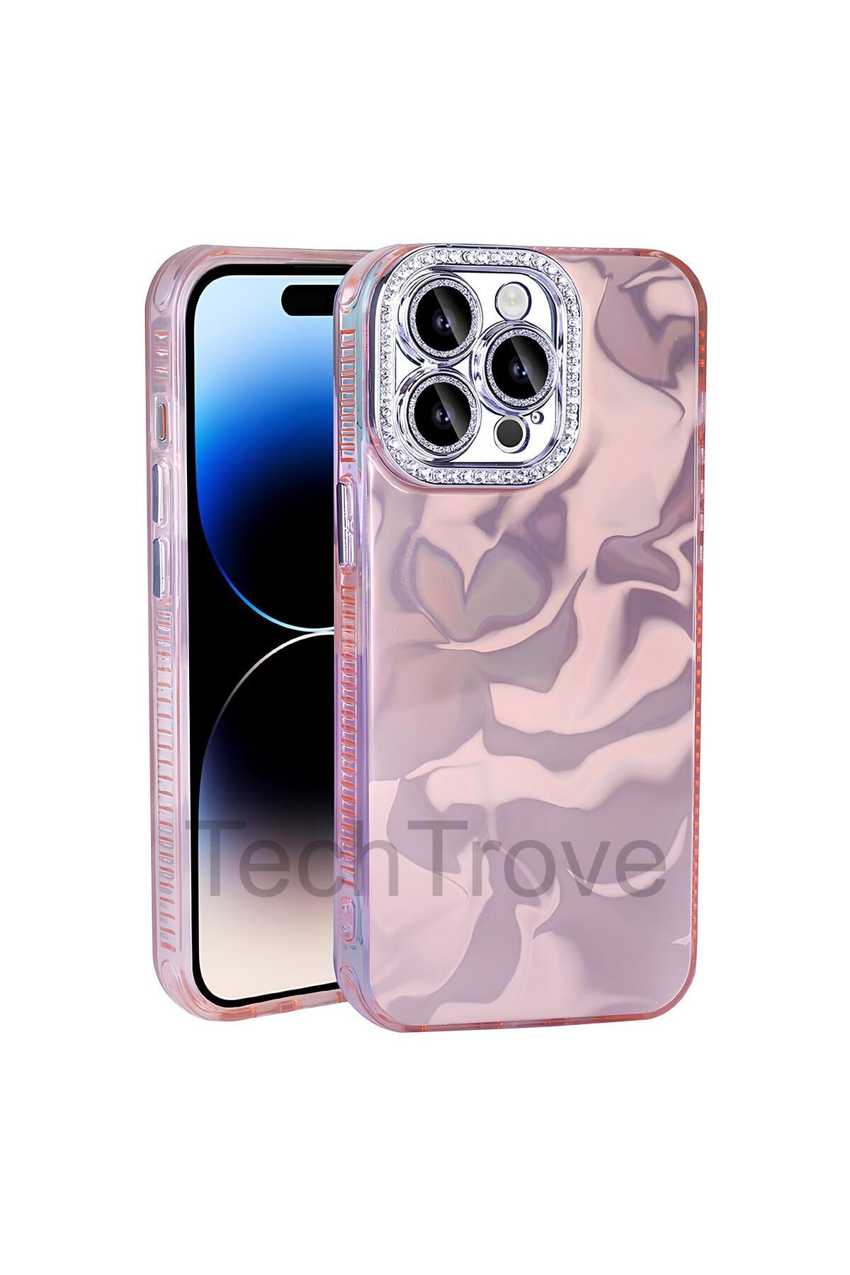 TechTrove Apple iPhone 15 Pro Max Kılıf Airbagli Parlak Taş Detay Tasarımlı Şık Görünümlü Kapak