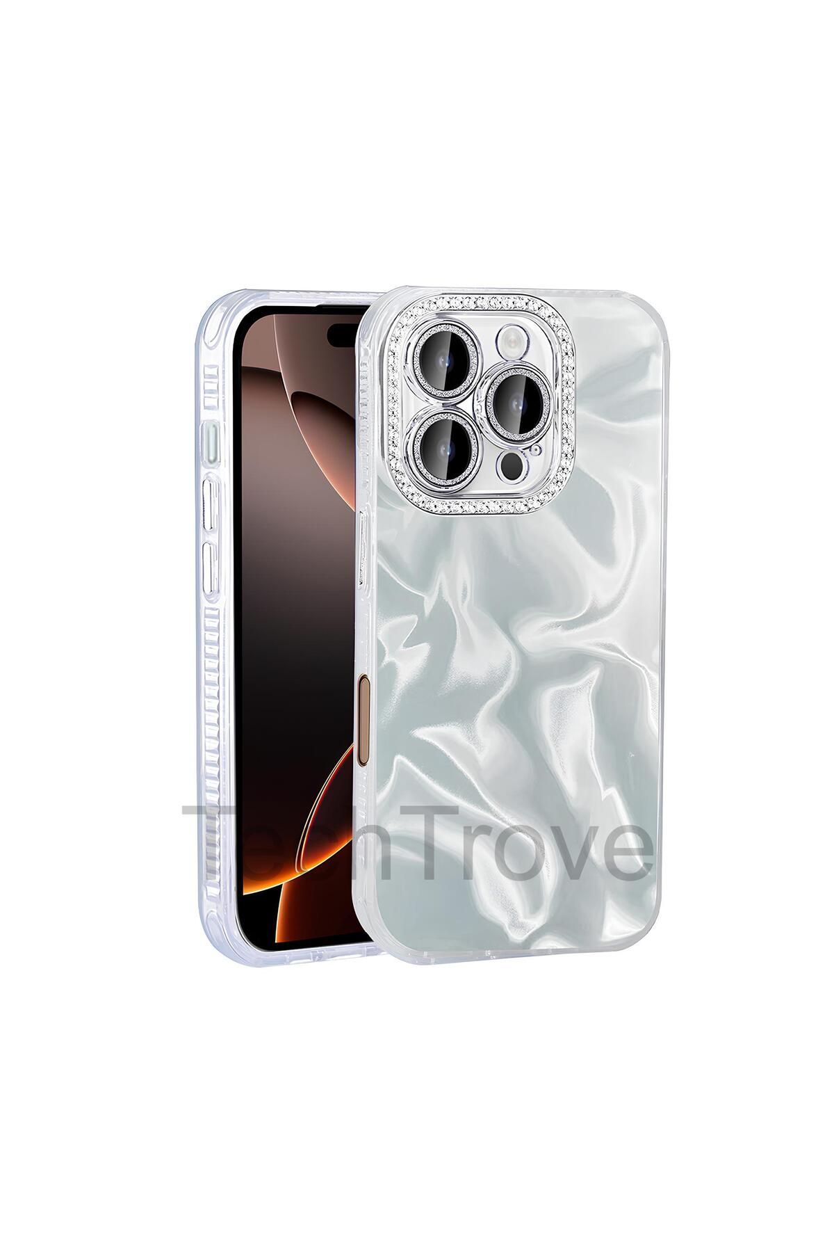TechTrove Apple iPhone 16 Pro Kılıf Airbagli Parlak Taş Detay Tasarımlı Şık Görünümlü Kapak