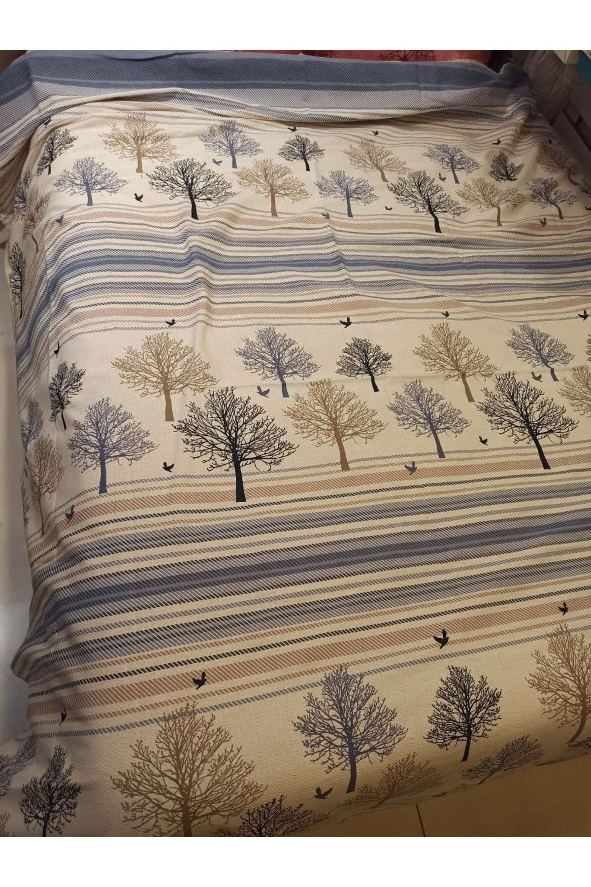 ŞENER HOME-150x240 cm.Pattern Printed Tree of Life - Blue Single Piece 3