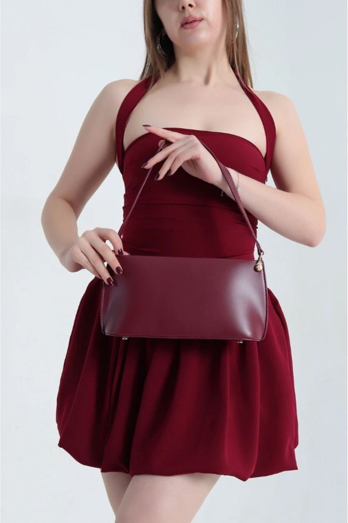 Butik Lia Bordo Baget El ve Omuz Çantası