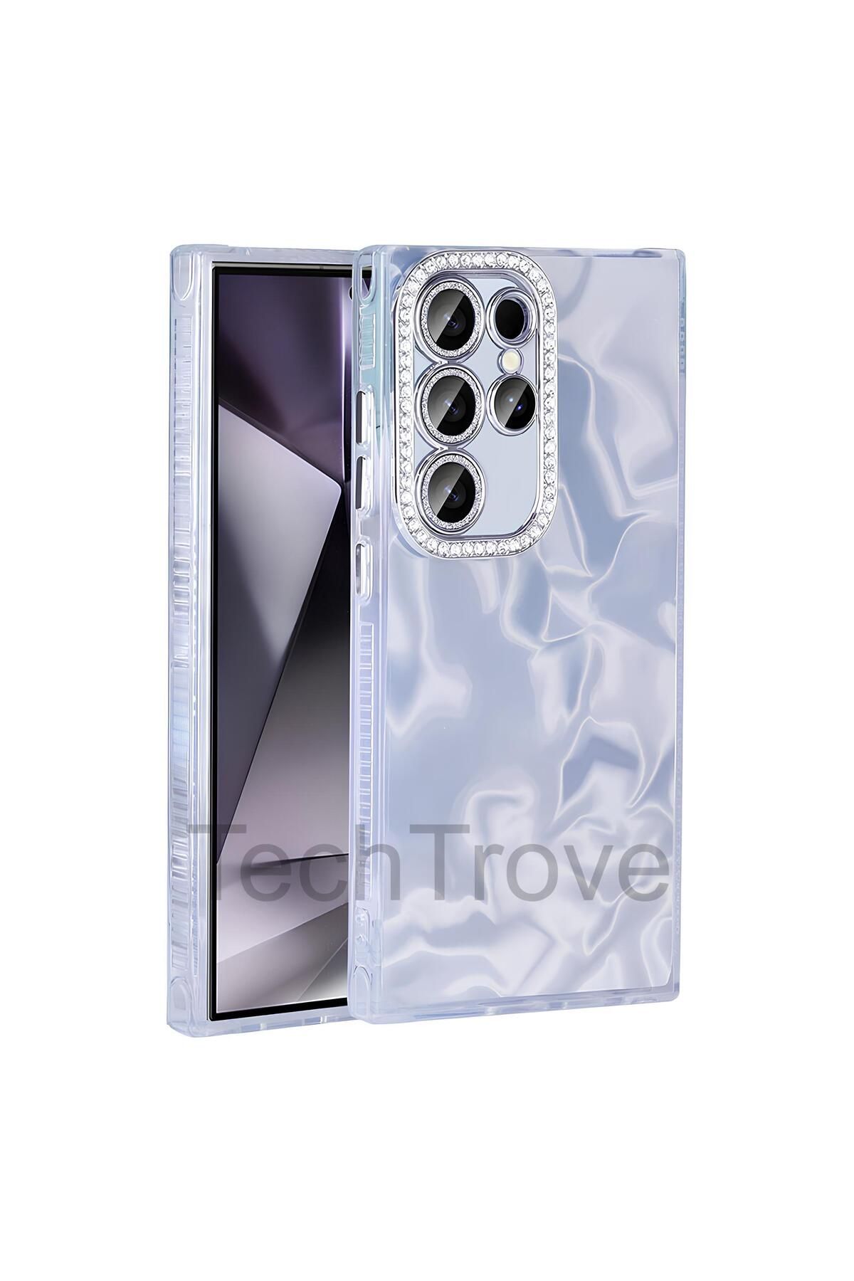 TechTrove Samsung Galaxy S24 Ultra Kılıf Airbagli Parlak Taş Detay Tasarımlı Şık Görünümlü Kapak