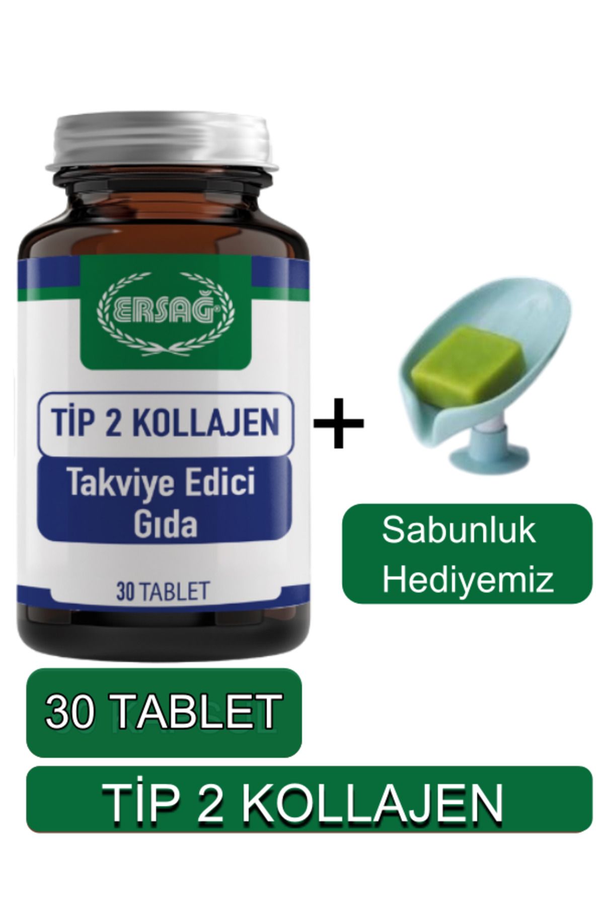 Ersağ Tip 2 Kollajen Tablet - Yeni Ambalaj - Sabunluk Hediyemiz 2098-837