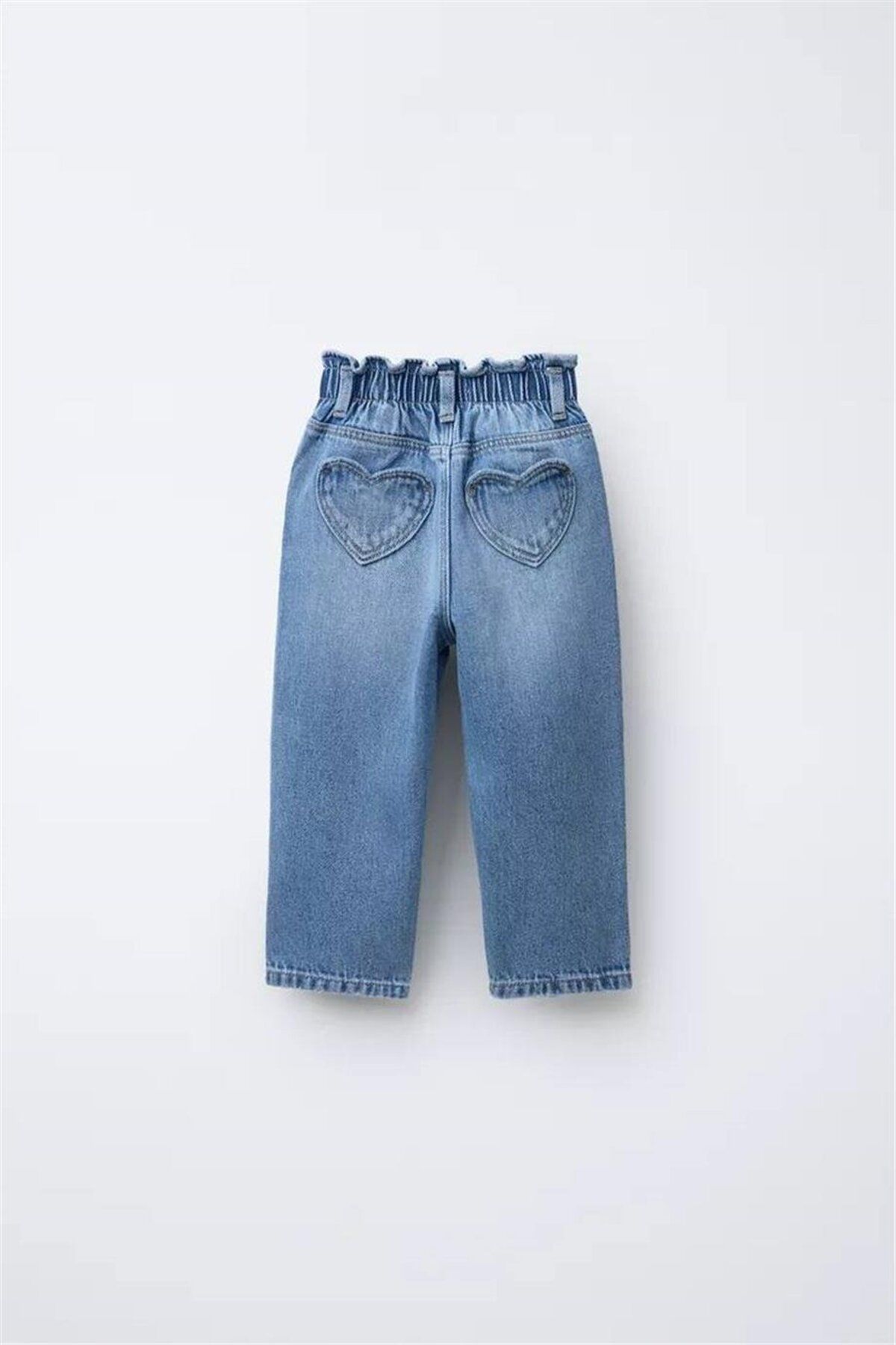 Motebarn Wear-Girl's Heart Pocket Denim Jeans Trousers Blue 2