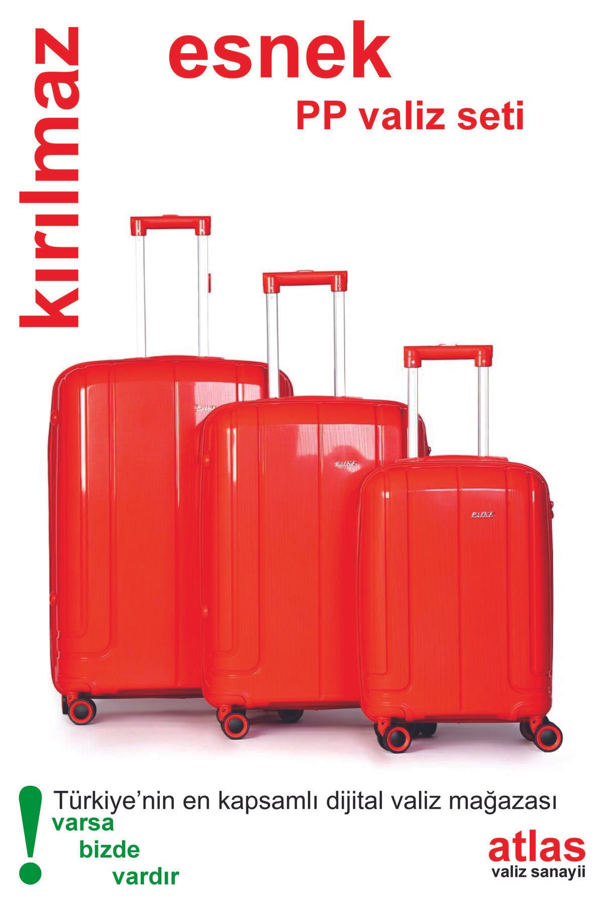 Captivex PAİKE--PP POLİKARBON--ESNEK SİLİKON--ÜSTÜN KALİTELİ--3 BOY VALİZ SETİ