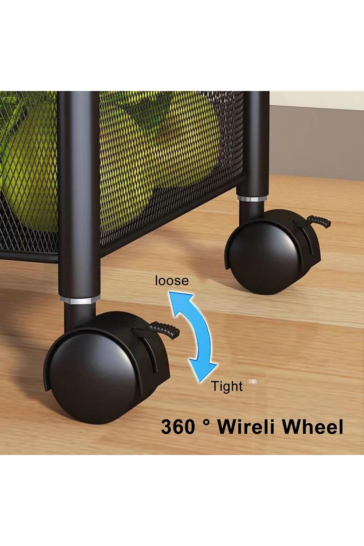 سلة تخزين بتصميم مستدير دوار مكون من 5 طبقات مع غطاء علوي تخزين للمطبخ قابل للنقل مع عجلات