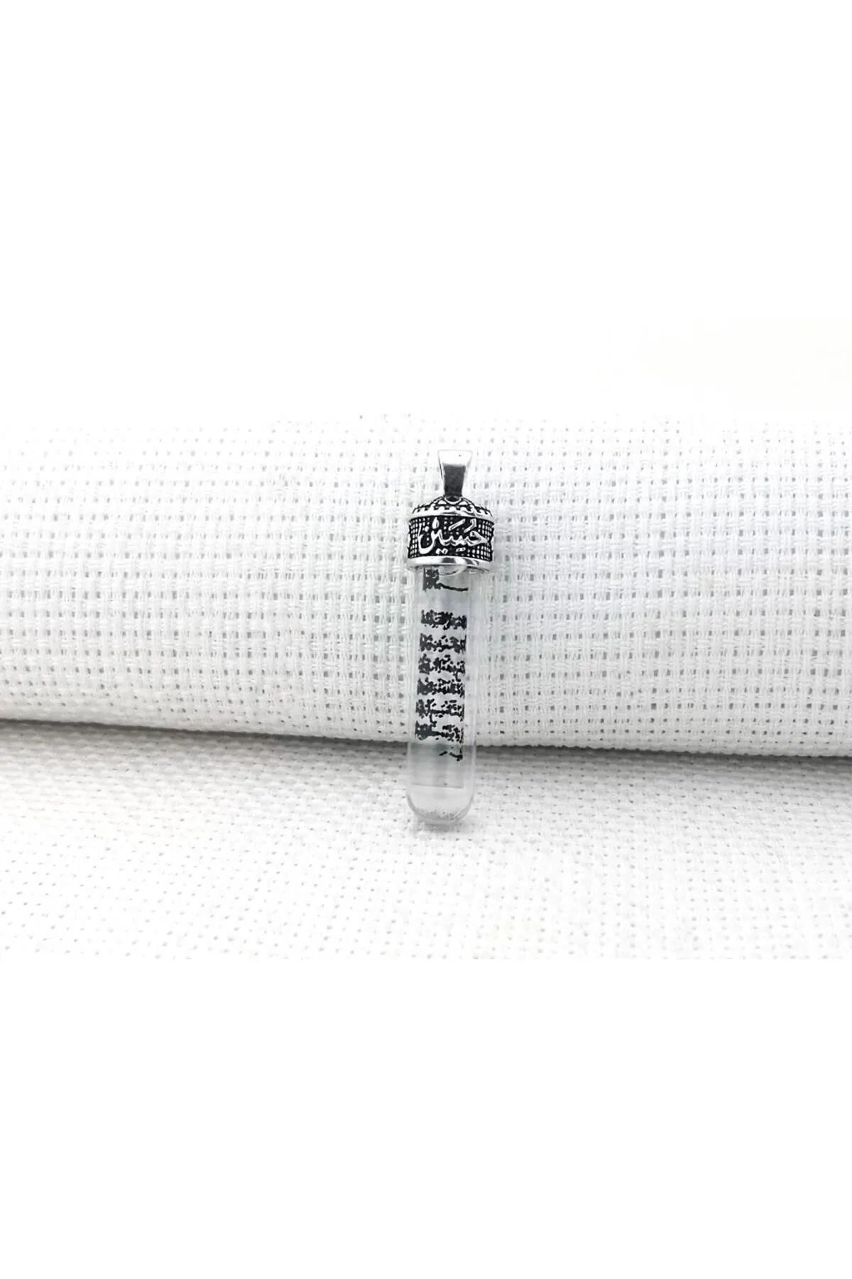 MODA925 925 Ayar Gümüş Ayetel Kürsi Dualı Zemzem Sulu Hüseyin Yazılı Cevşen Kolye