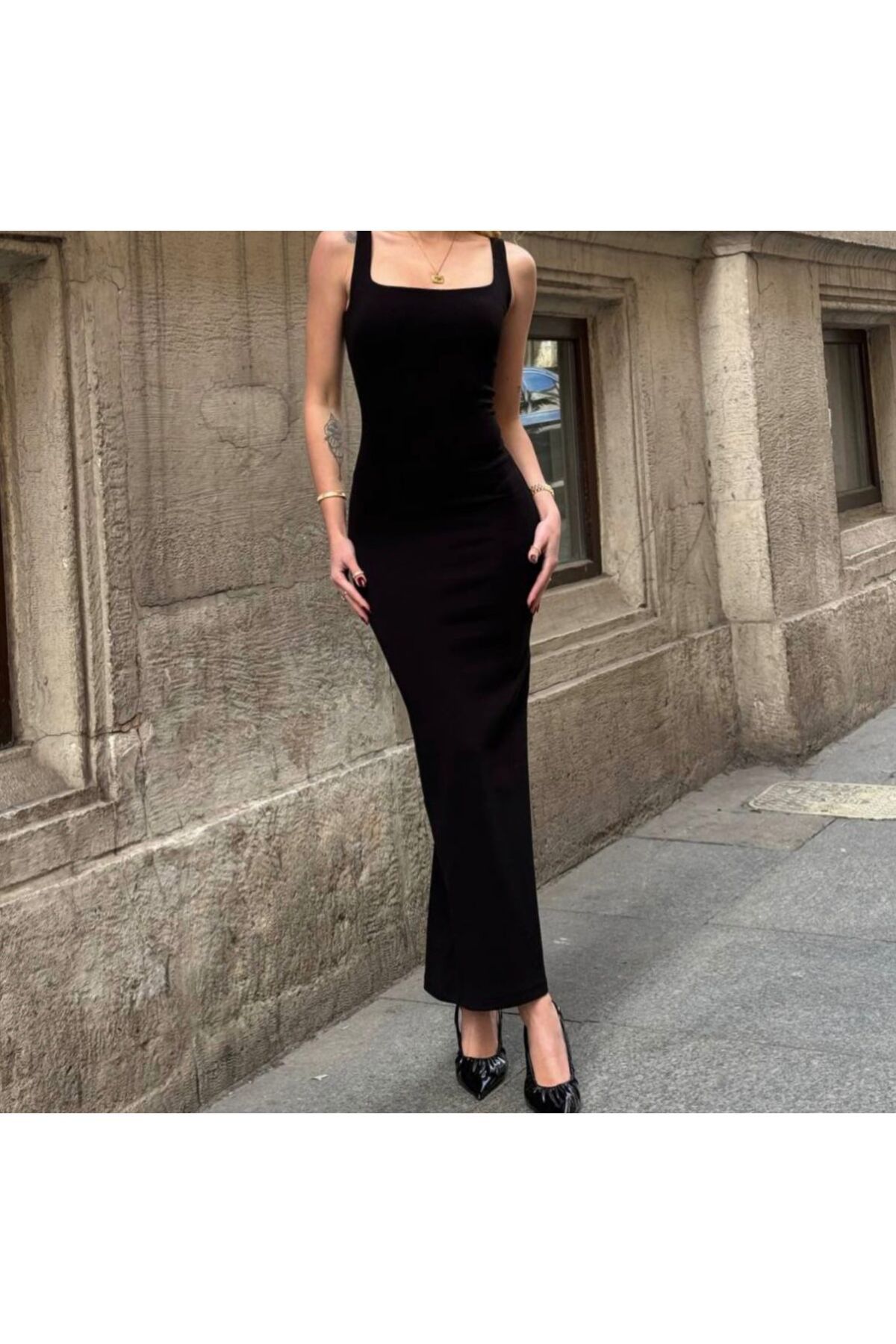 G&G WARDROBE Siyan uzun elbise