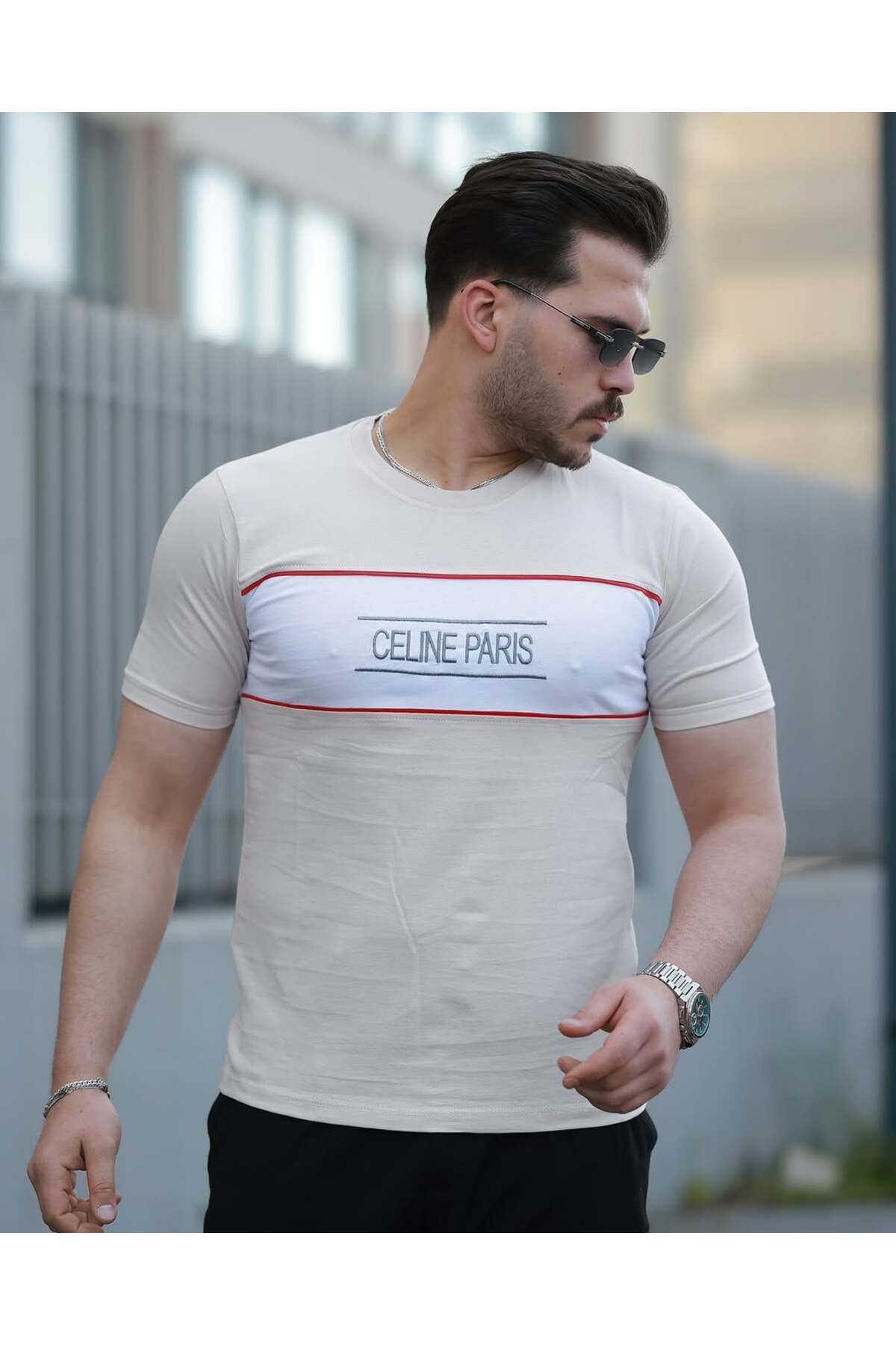 Liberto Paris Nakışlı Parçalı Oversize Tişört – Şehir Stili Rahat Kalıp