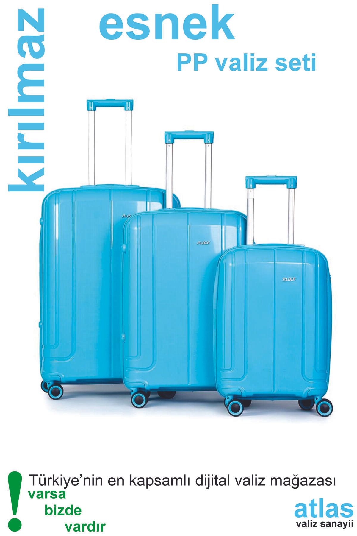 Captivex PAİKE--PP POLİKARBON--ESNEK SİLİKON--ÜSTÜN KALİTELİ--3 BOY VALİZ SETİ