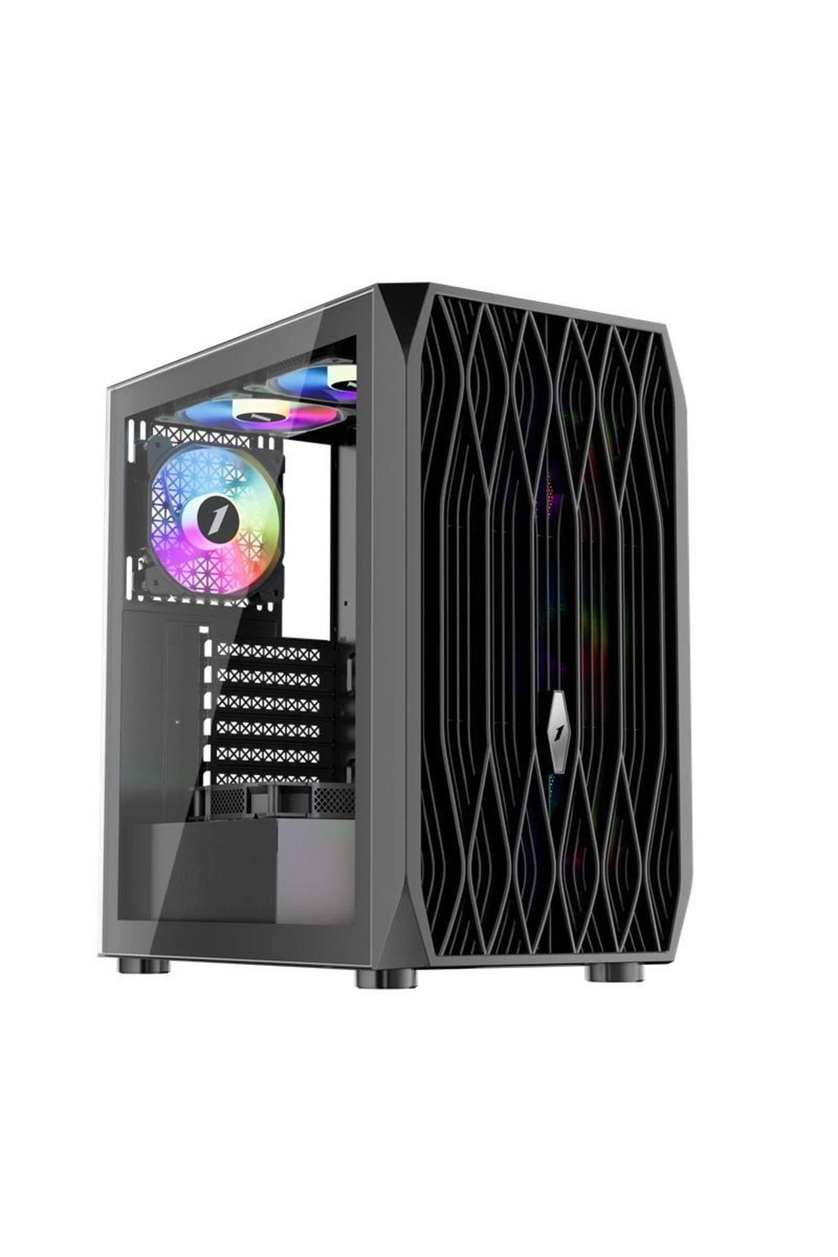 MELFSHOP 1ST PLAYER ARIYA AY7 SİYAH 650W 80+ ARGB 4X12CM FAN TEMPERLİ CAM MESH USB 3.0 ATX KASA