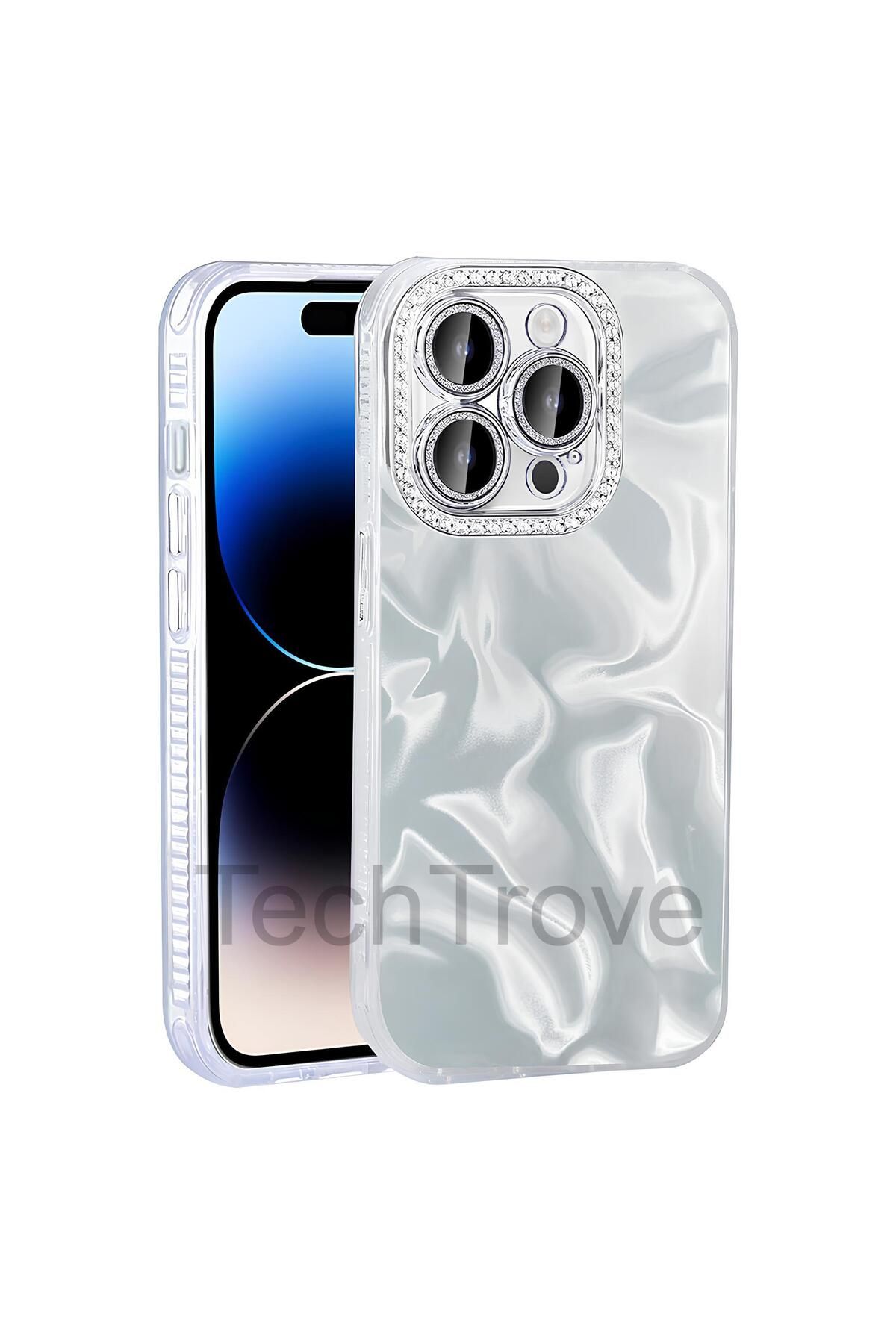 TechTrove Apple iPhone 15 Pro Max Kılıf Airbagli Parlak Taş Detay Tasarımlı Şık Görünümlü Kapak