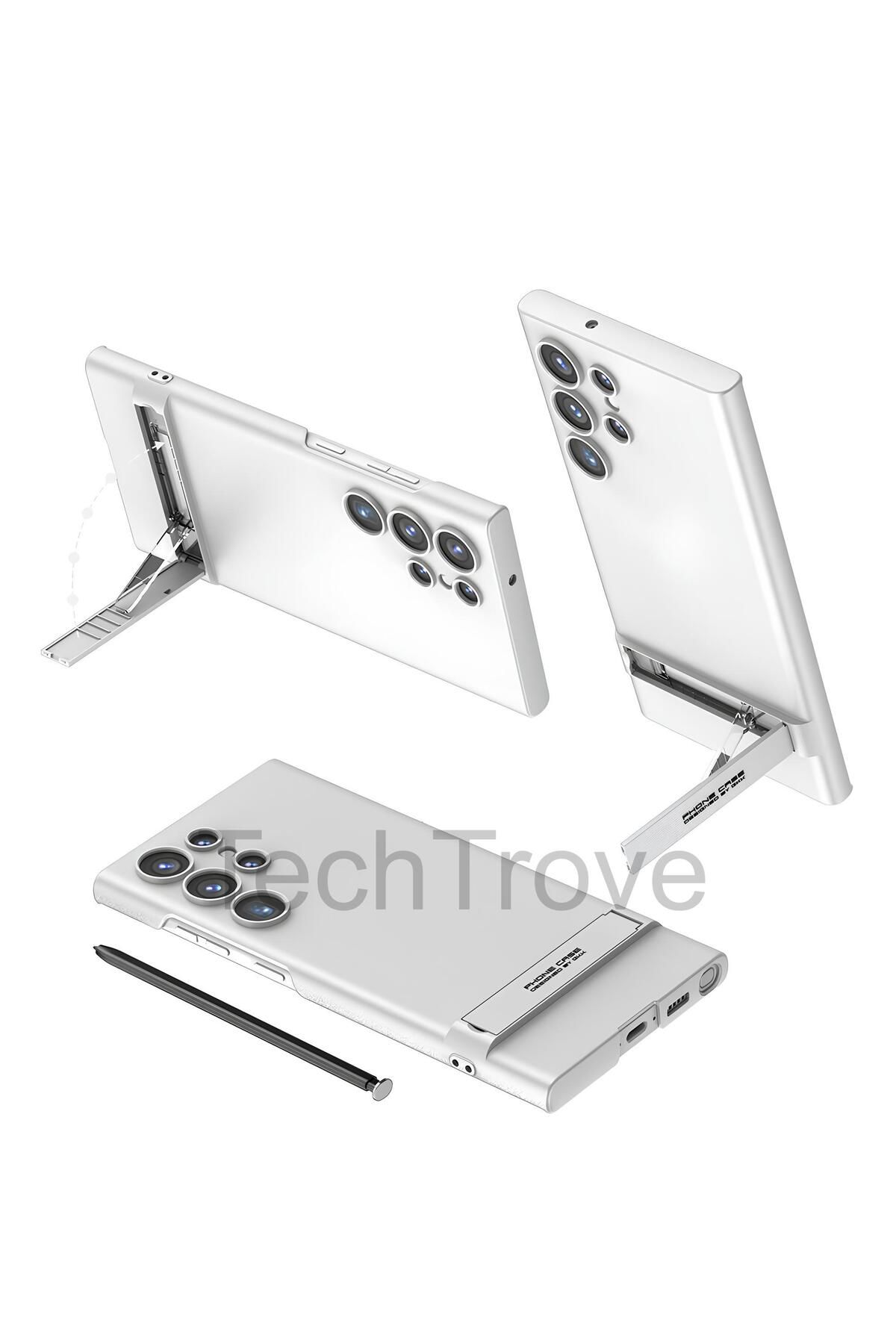TechTrove Galaxy S24 Ultra Kılıf Kamera Korumalı Dikey Standlı Ays Kapak