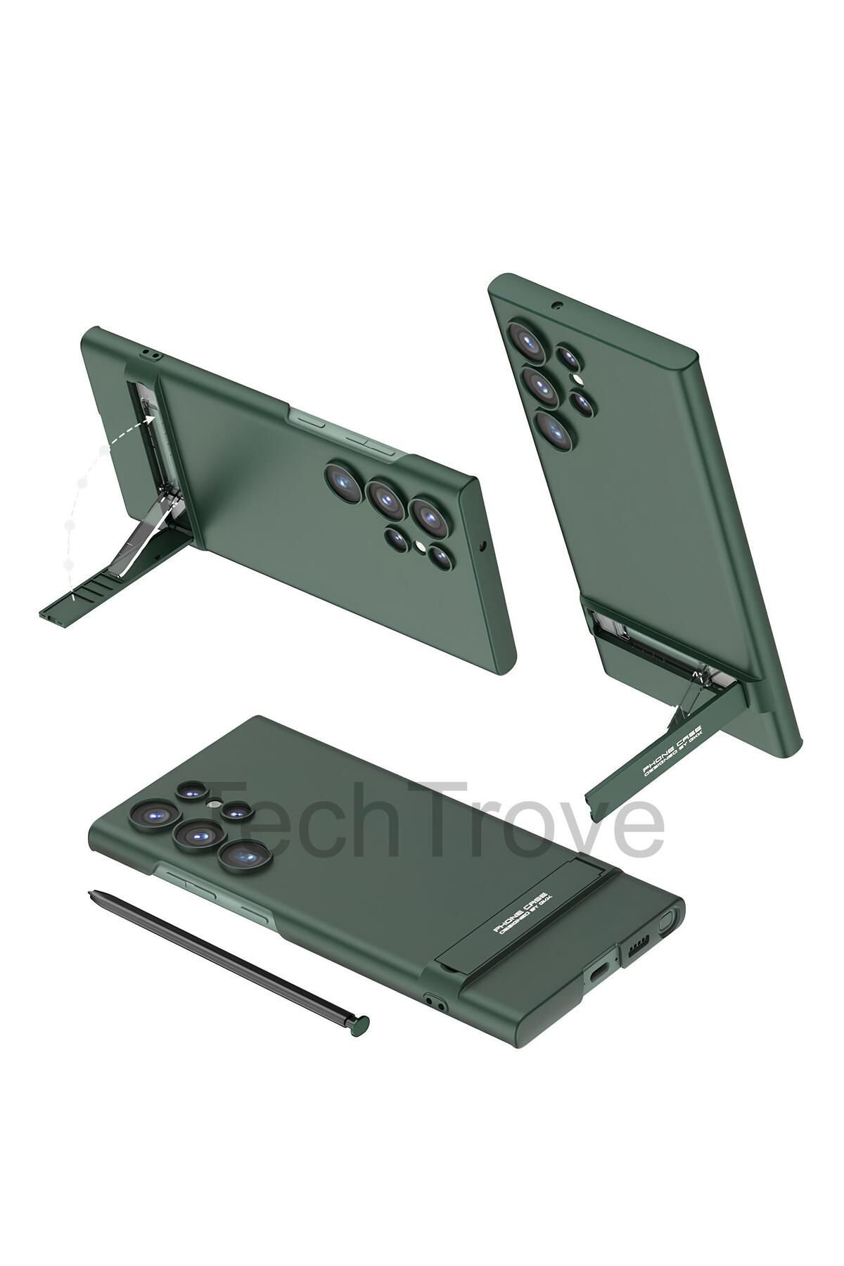 TechTrove Galaxy S24 Ultra Kılıf Kamera Korumalı Dikey Standlı Ays Kapak