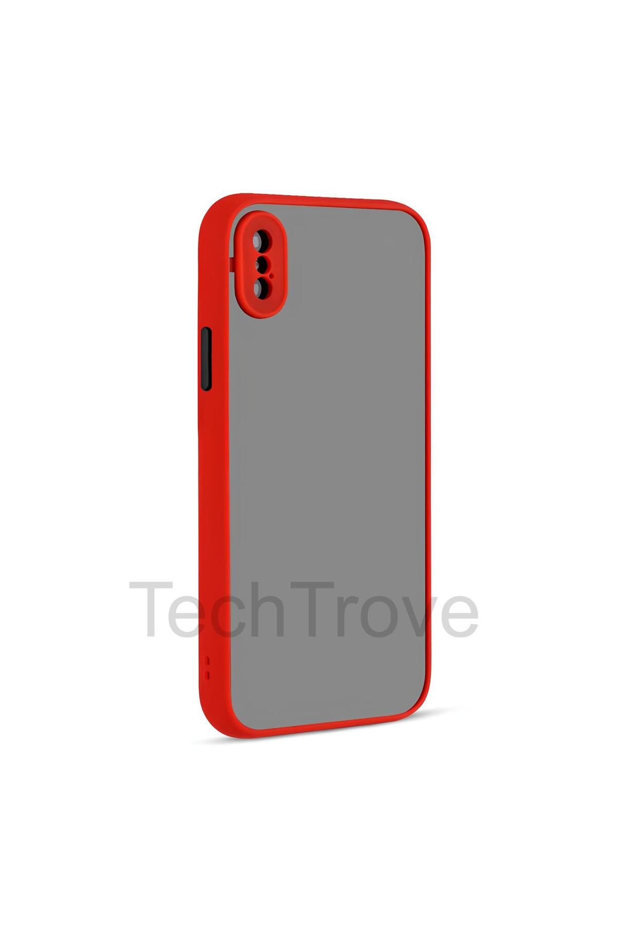 TechTrove Apple iPhone X Kılıf Buzlu Tasarım Kenarları Yumuşak Kamera Koruma Çıkıntılı Kapak