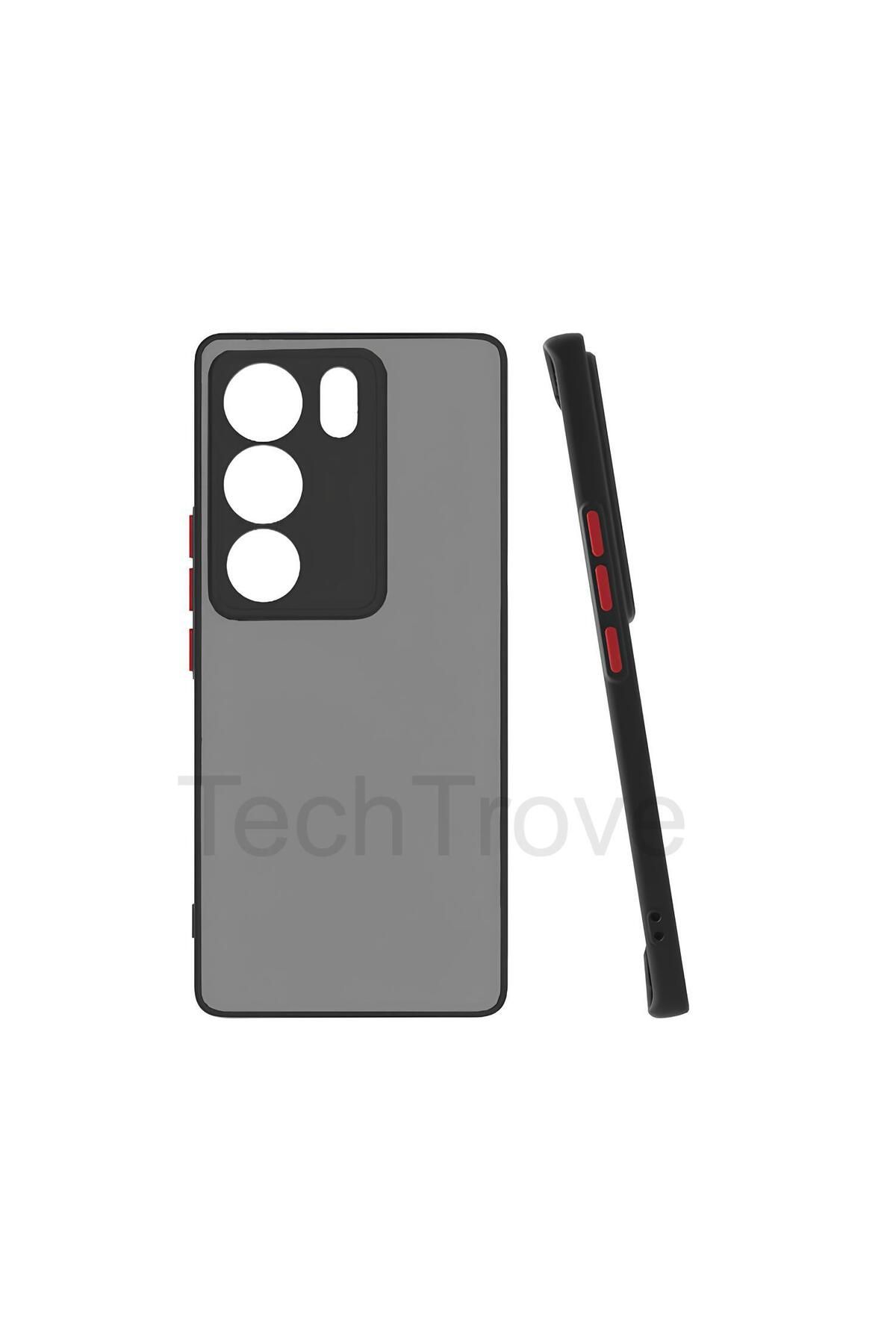 TechTrove Vivo V29 5G Kılıf Buzlu Tasarım Kenarları Yumuşak Kamera Koruma Çıkıntılı Kapak