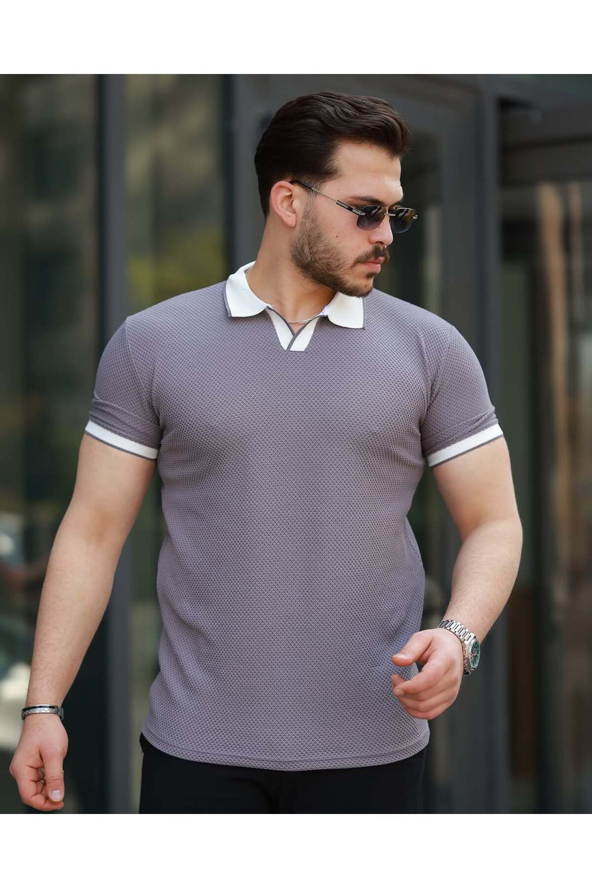 Liberto Erkek Petekli Jakar Polo Yaka Tişört - Yazlık Şık ve Rahat Model