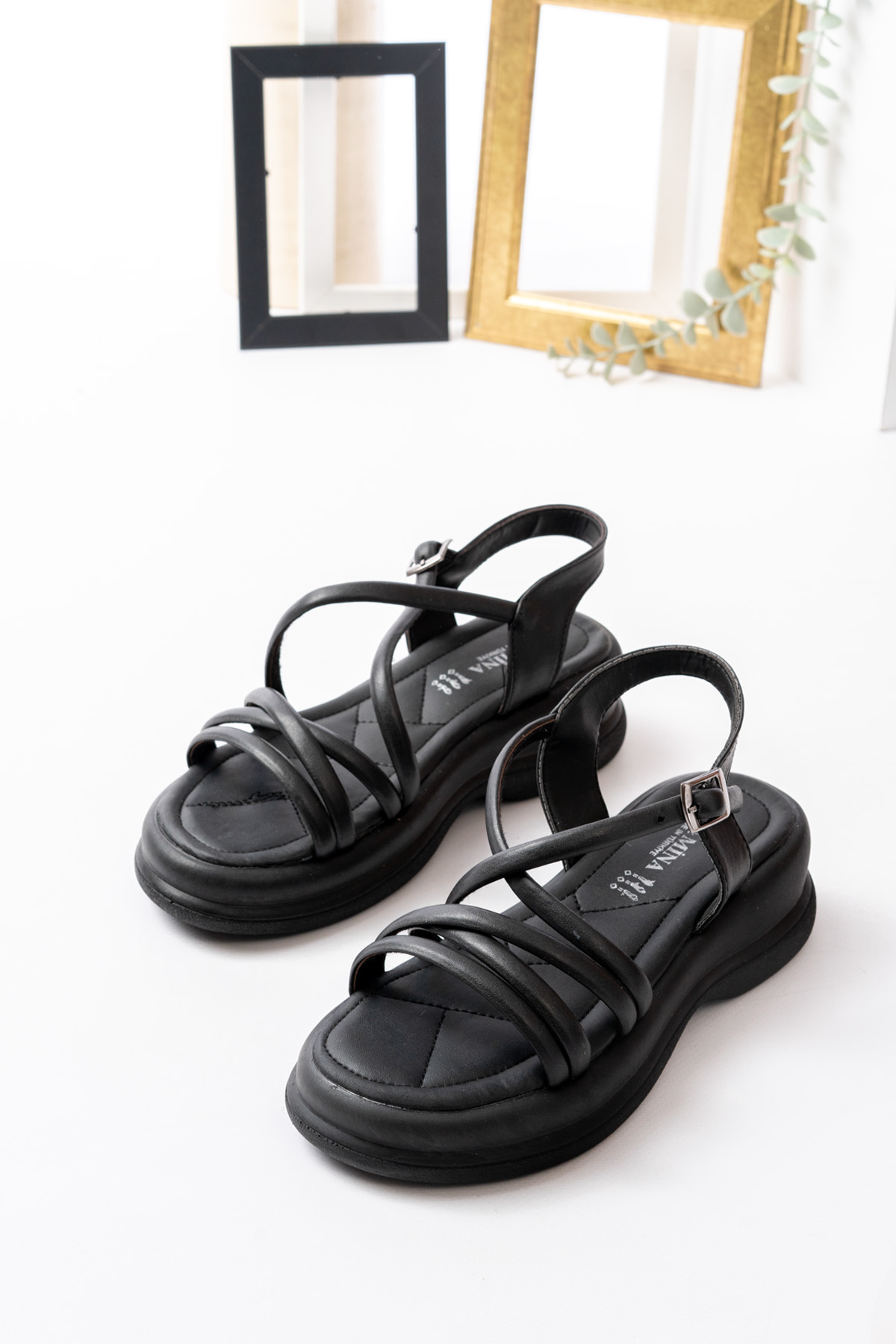 marinarosse  Kadın Alissa Siyah Kalın Taban Sandalet - Görsel 2