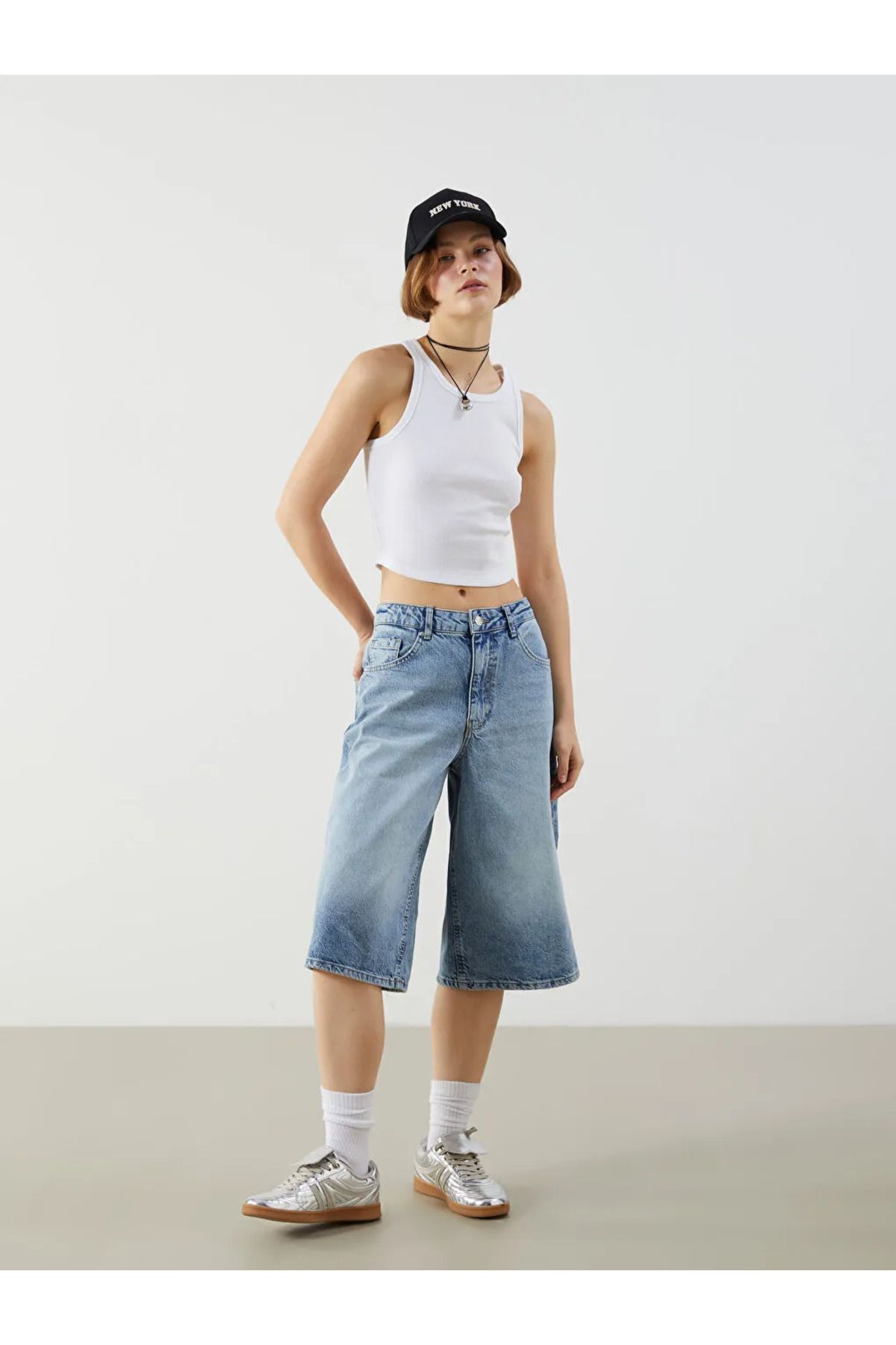 LC Waikiki XSIDE Mavi Bermuda Fit Kadın Jean Şort