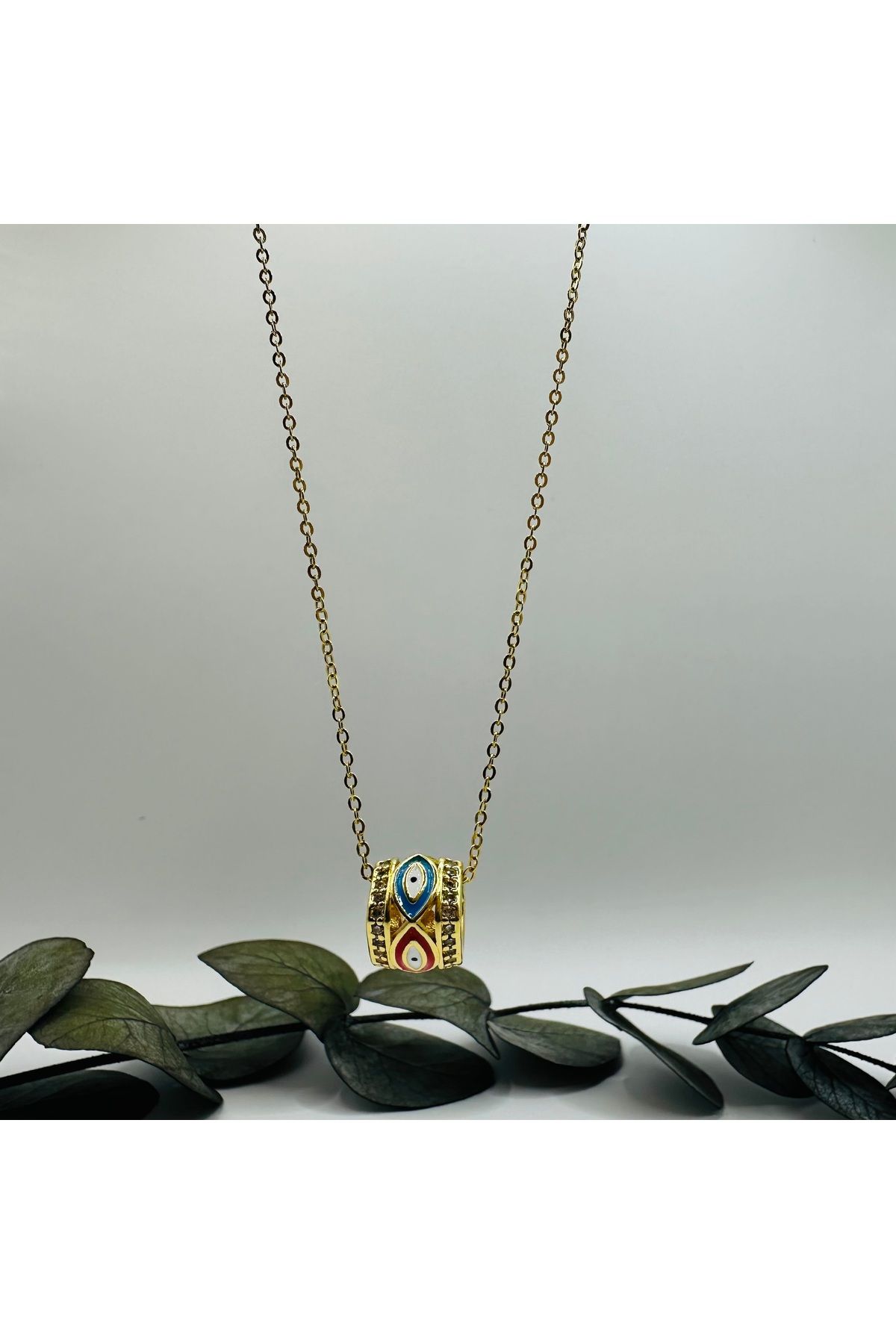 staınless steel 316L Çelik Gold Vintage Nazar Boncuğu Kolye