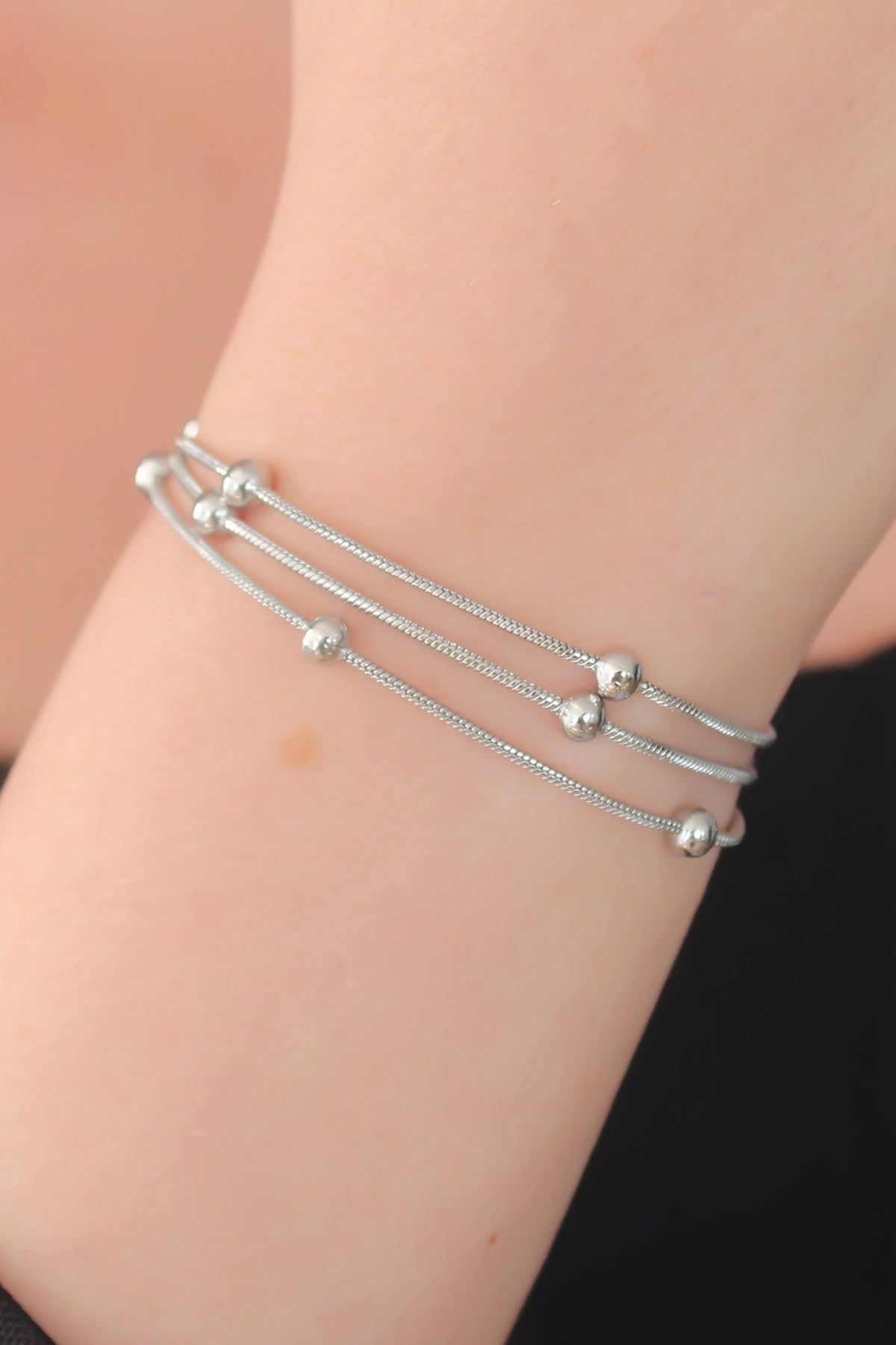 Clariss 316L Çelik Gümüş Renk Minimal Top Figür Kadın Bileklik
