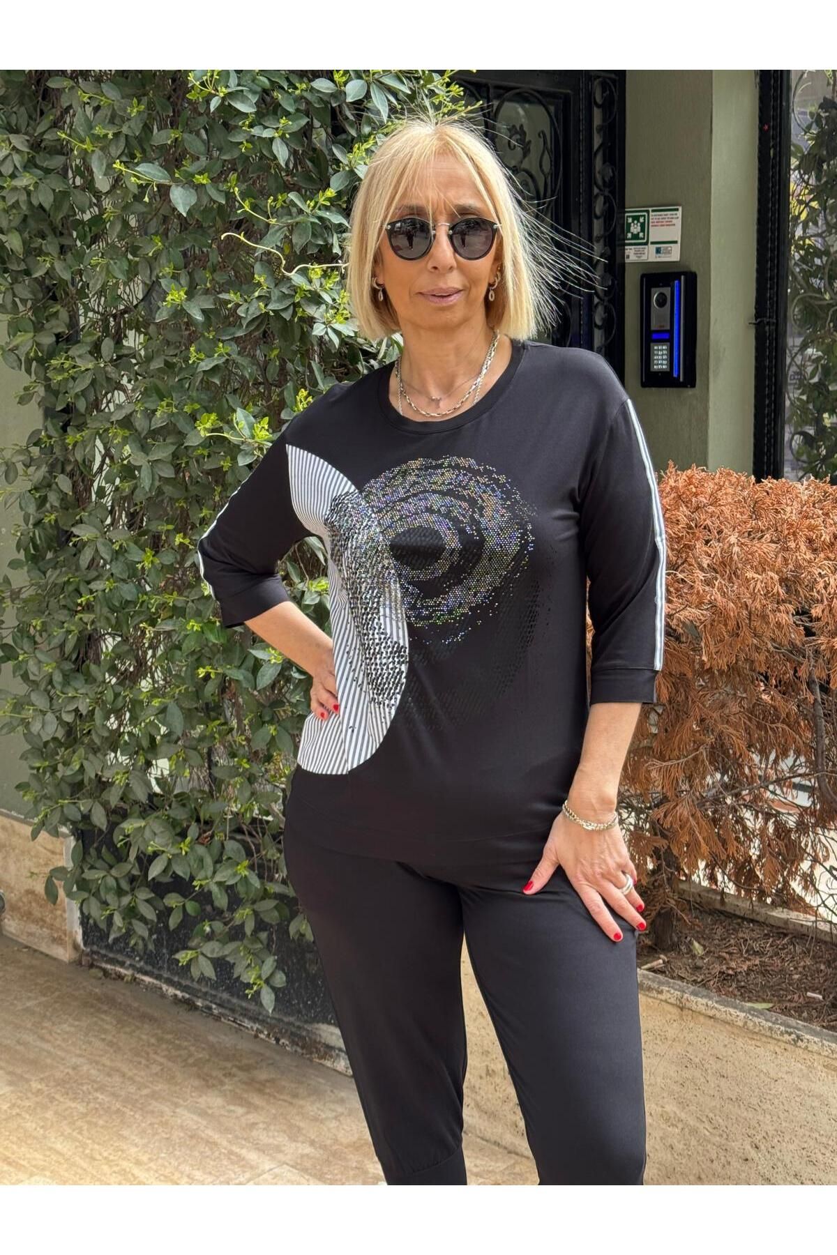 DAIDO Çizgi Garnili Truvakar Kol Tshirt