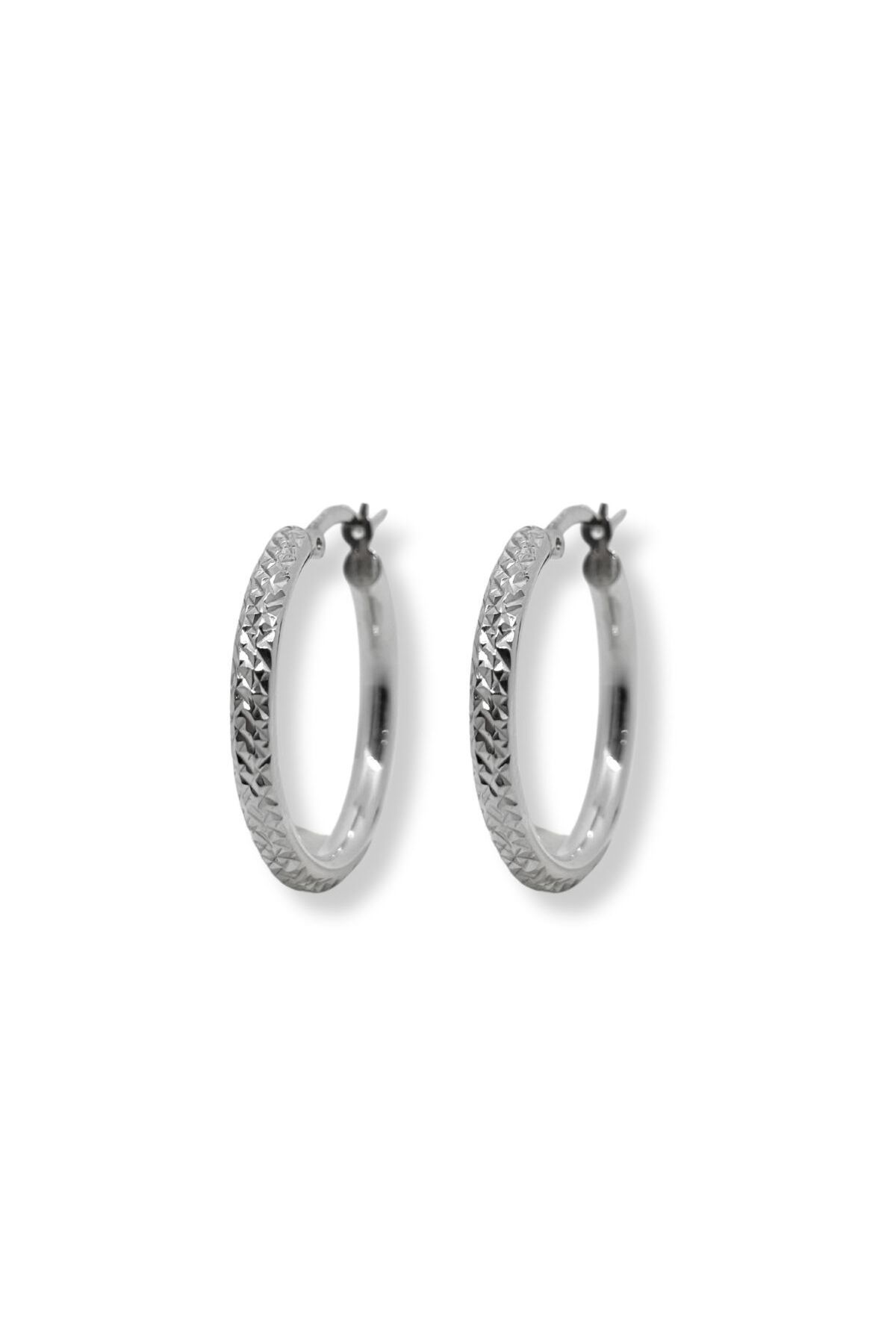 oya silver Kalemli Kadın Gümüş Halka Küpe 2.5x2.5CM